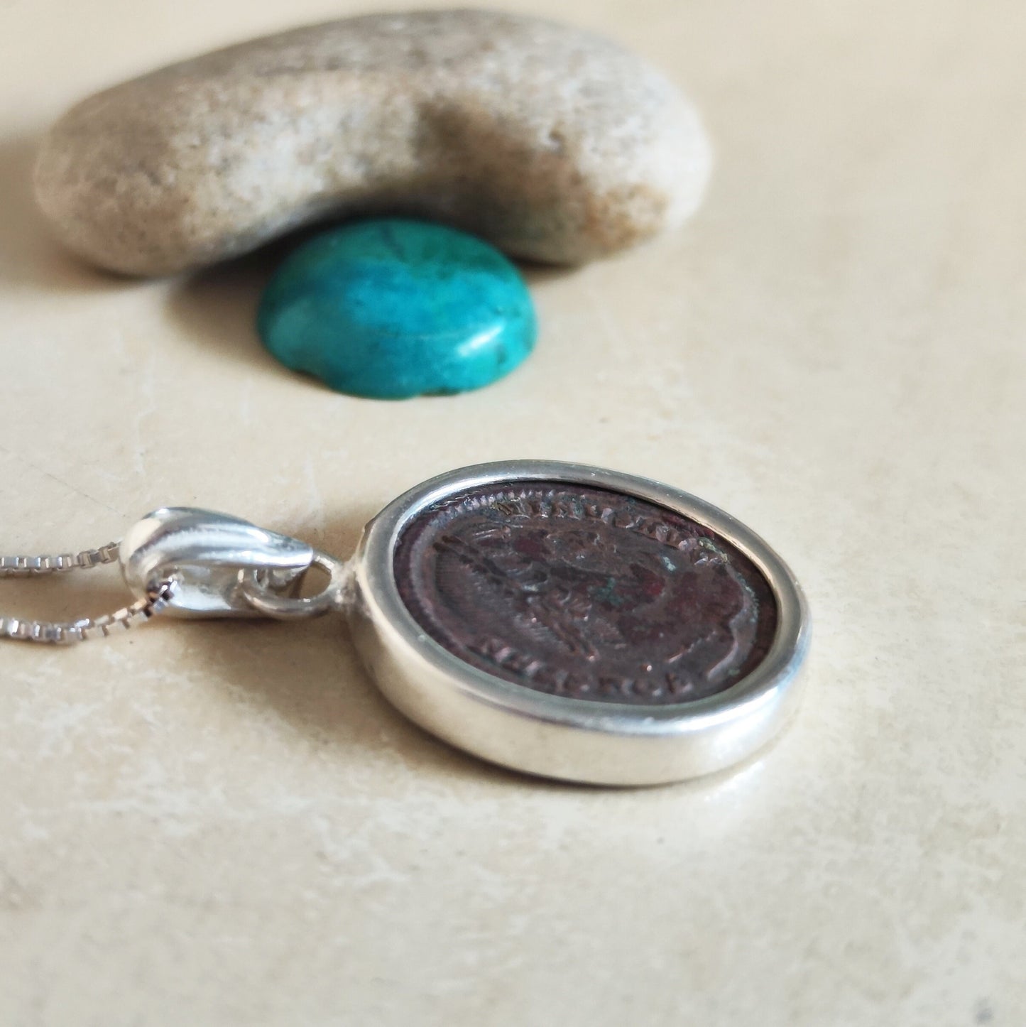 Constantine the Great Silver Pendant, Christian Coin Necklace, Roman Coin Medallion, Ancient Coin Necklace, Antique Coin Vintage Gift