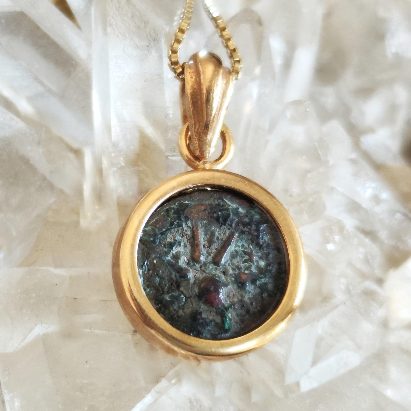 Widow's Mite Pendant, Genuine Ancient Coin Necklace, Vintage Gold Plated Small Coin Pendant, Widow Mite Jewelry, Jesus Christ Antique Coin