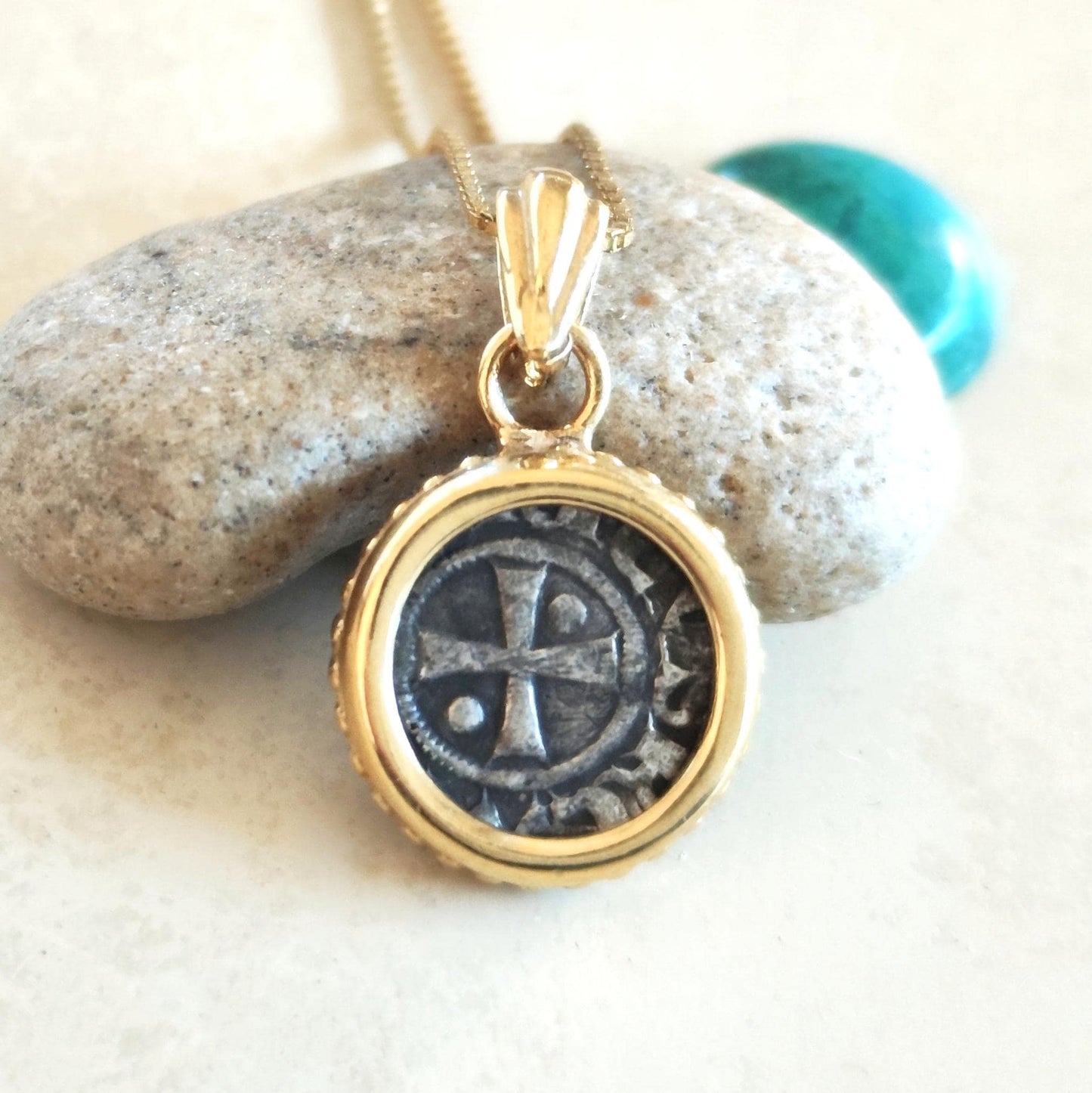Crusader Kingdom Jerusalem Coin Pendant: Medieval 12th Century Silver Denarius Small Medallion Barr Designs