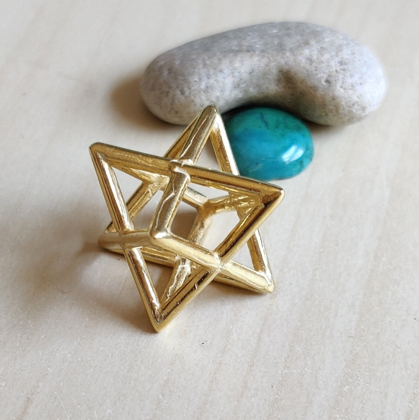 Extra Large Merkaba Necklace, Gold Plated Kabbalah Pendant, Sacred Geometry, Mystic Protection Jewelry, Jewish Star Jewelry, Energy Necklace