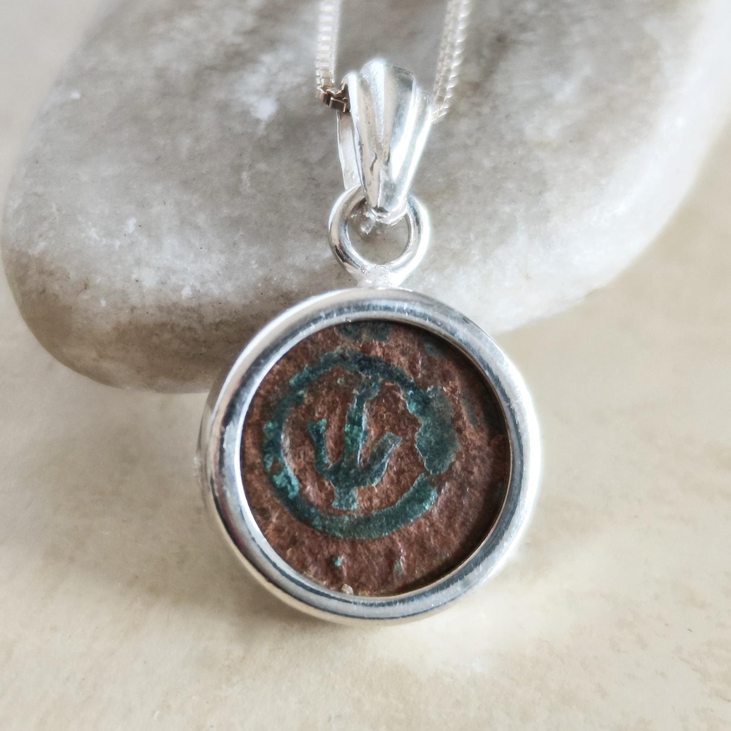 Christian Artifact Silver Pendant for Men, Ancient Judean Widow’s Mite Necklace, Jesus Poor Widow Story Jewelry