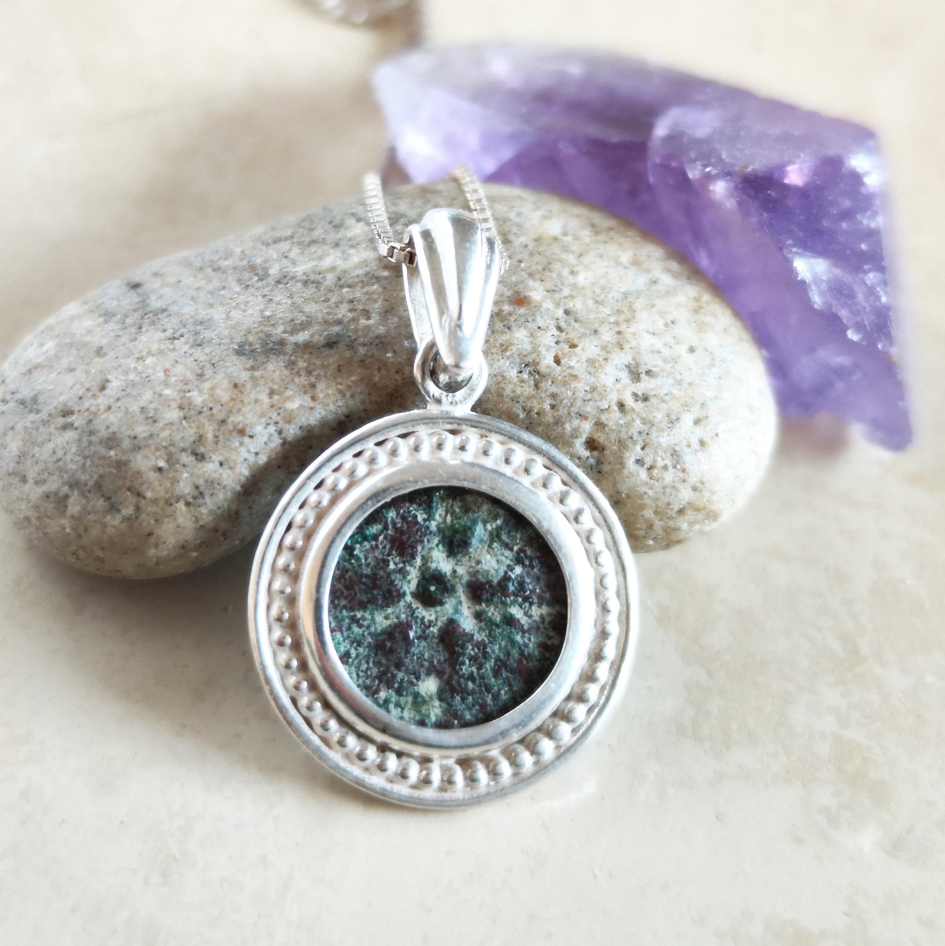 Biblical Widow Mite Coin Silver Necklace, Jesus New Testament Medallion Barr Designs