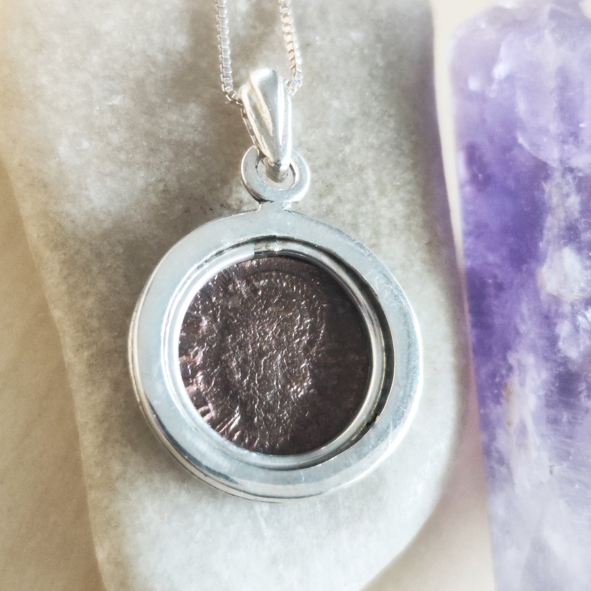 Romulus and Remus Coin Pendant: Sterling Silver Ancient Roman Necklace Barr Designs