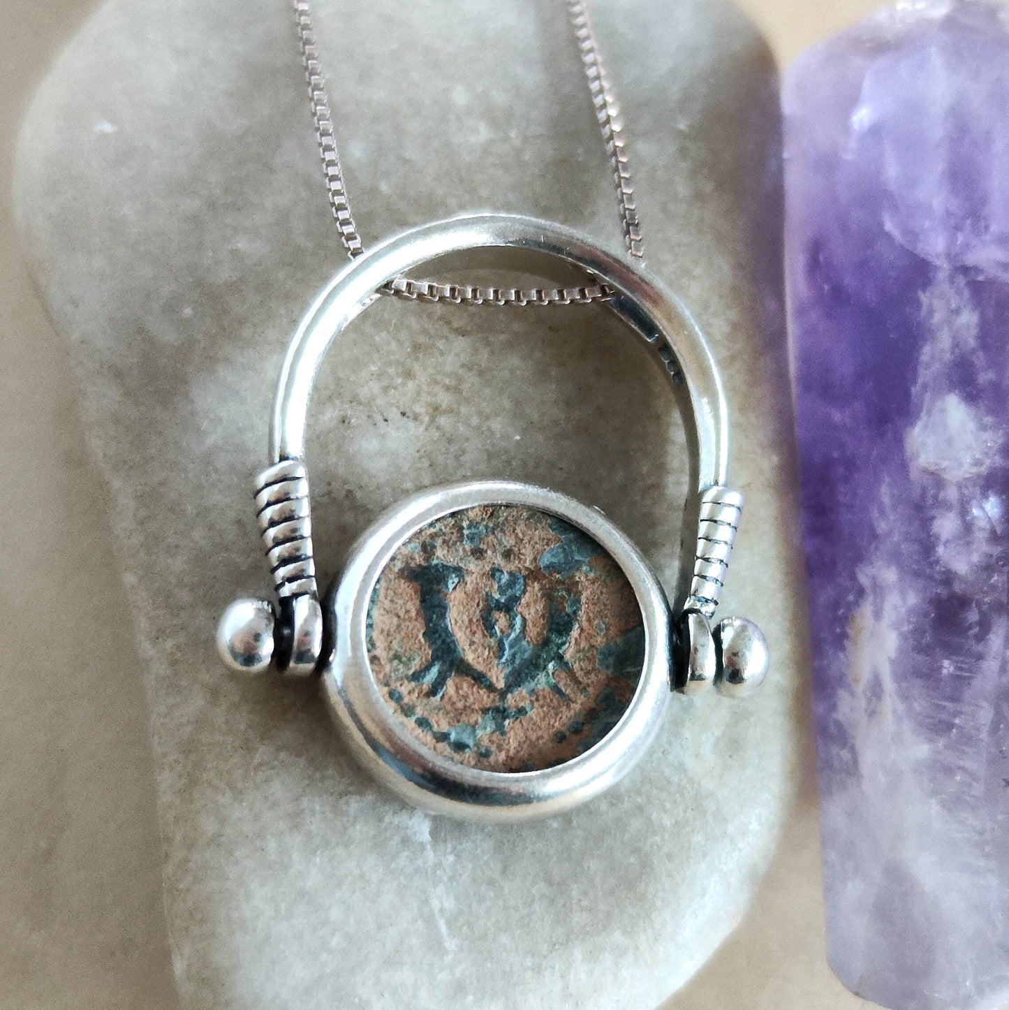Biblical Prutah Coin Ring: Antique King Herod I, Sterling Silver Swivel Ring, Size 8 Barr Designs
