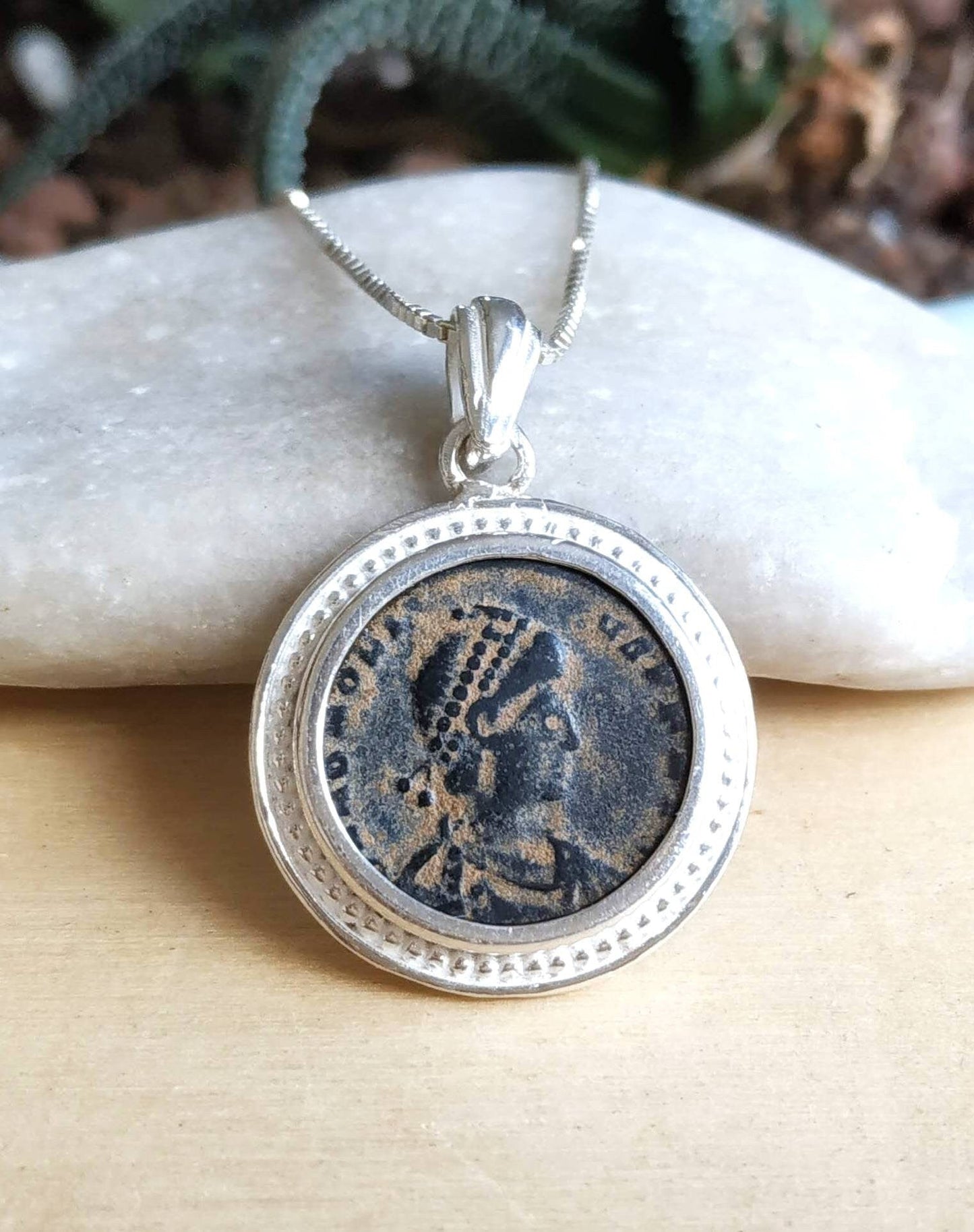 Ancient Roman Emperor Honorius Coin Necklace, Early Christian Theodosius Coin Pendant, Vintage Gift Barr Designs