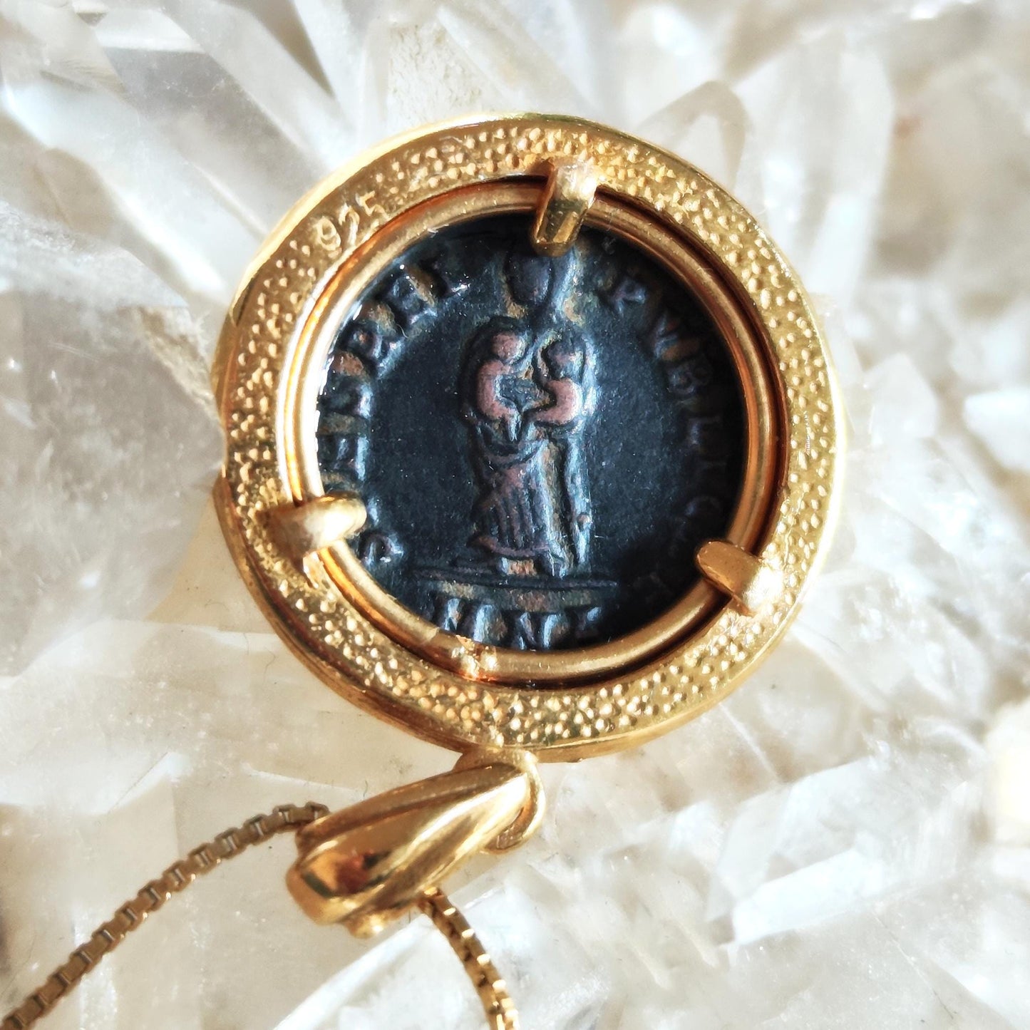 Roman Empress Fausta Medallion for Women, Genuine Ancient Coin Necklace, Christian Emperor Constantine I Statement Necklace