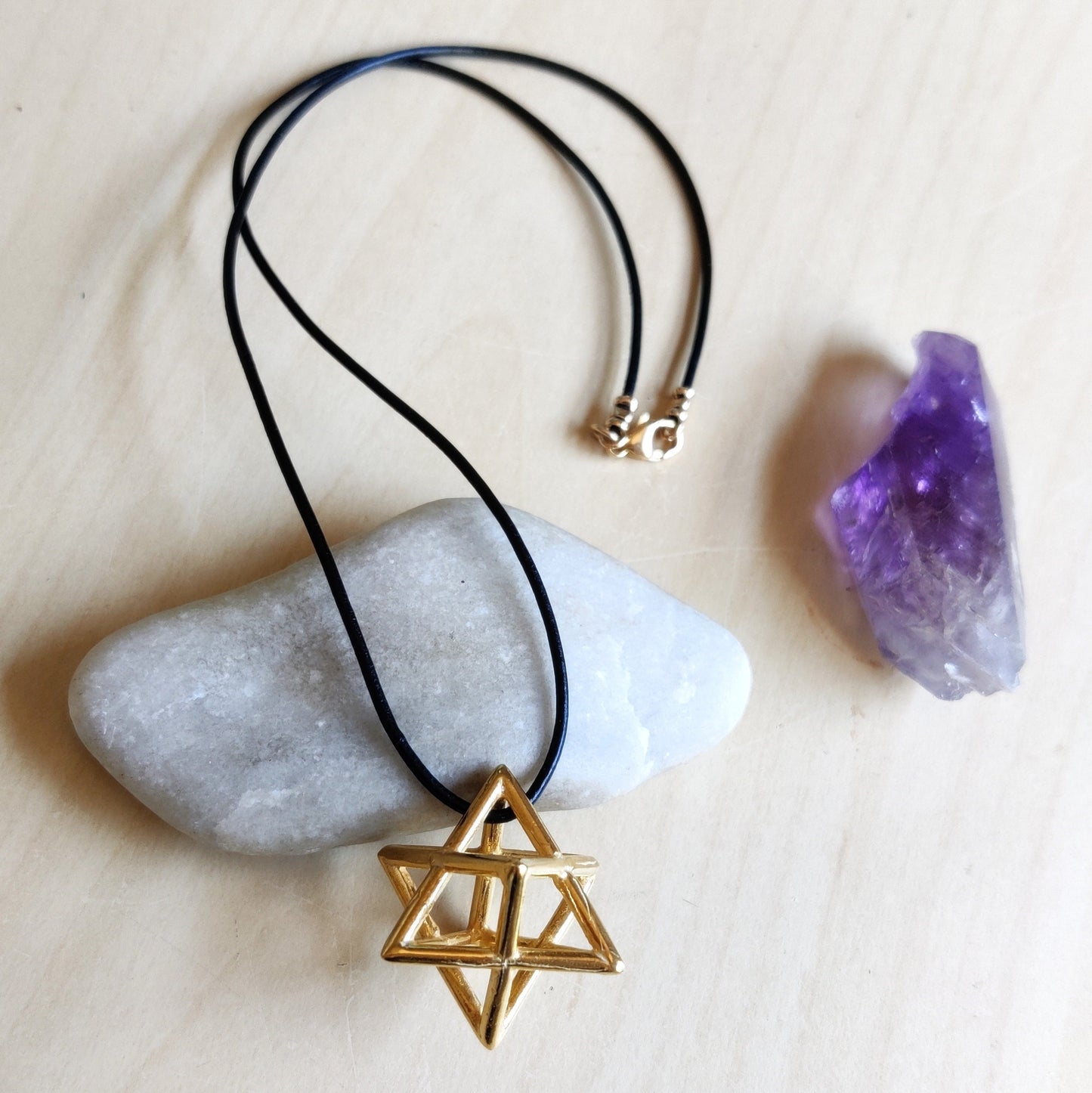 Extra Large Merkaba Necklace, Gold Plated Kabbalah Pendant, Sacred Geometry, Mystic Protection Jewelry, Jewish Star Jewelry, Energy Necklace