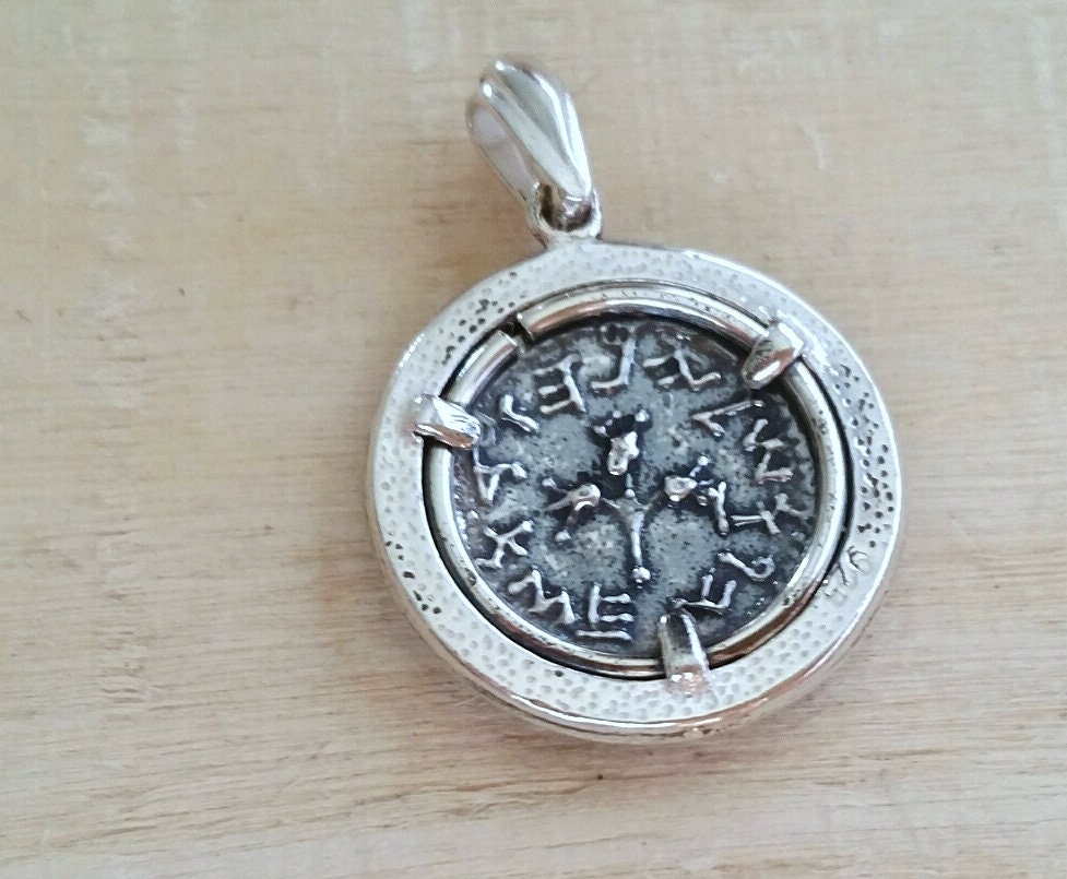 Half Shekel Jewish Judea coin pendant, First Jewish Revolt Silver Coin Necklace, Temple tax coin Replica, Tyrian shekel, Christian Jewelry