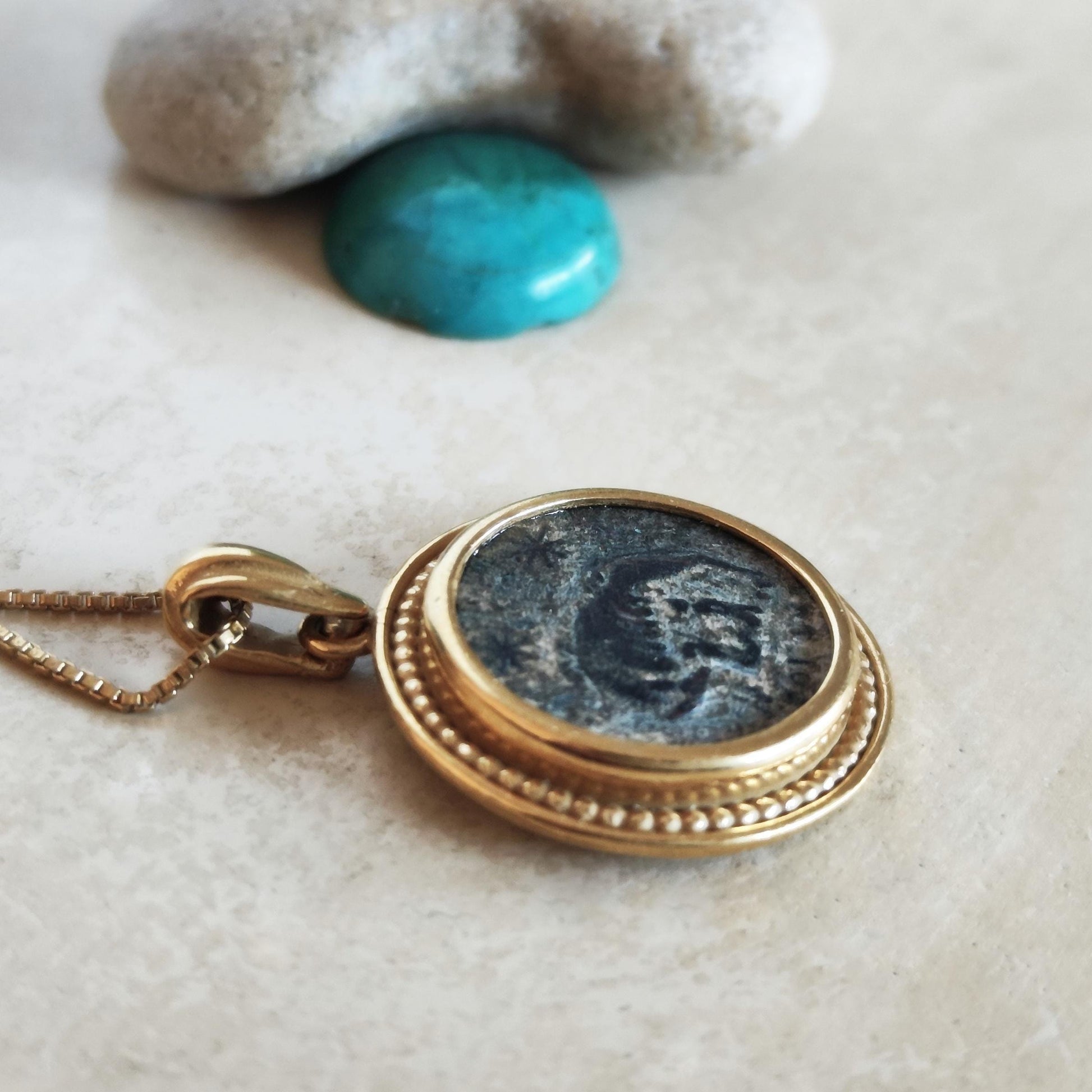 Romulus and Remus Coin Necklace: Ancient Roman Wolf Medallion, 18K Gold Plated Barr Designs
