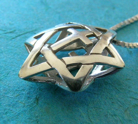 Star of David With Cross necklace, silver 3 dimensions messianic jewelry, Jewish Christian pendant, interfaith jewelry, unisex necklace