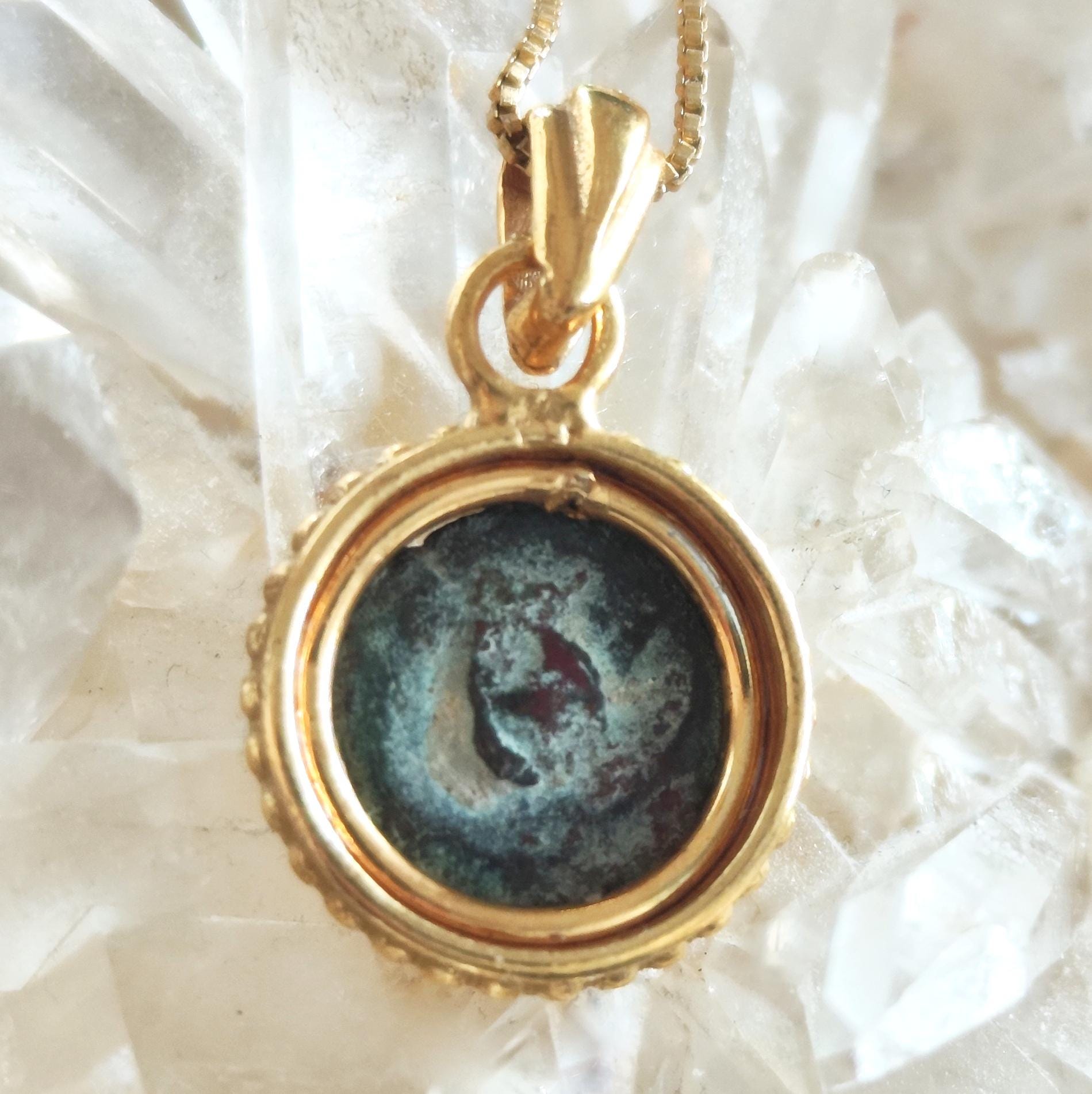 Ancient Biblical Widow Mite Coin Necklace, Antique Gold Plated Pendant, Jesus Time Jewelry Barr Designs