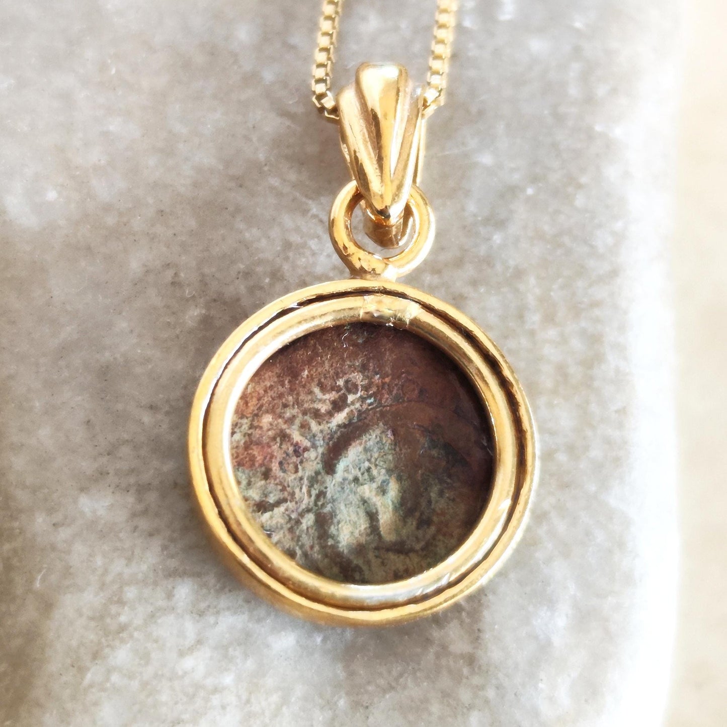 Antique Widow's Mite Pendant, Genuine bible Coin Necklace, Vintage Gold Plated Small dainty charm, Widow Mite Medallion, Jesus Christ Coin