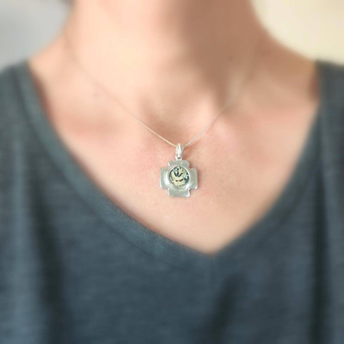 Ancient Widow's Mite Coin Cross Pendant, Jesus Cross silver Medallion, Christian Men Jewelry, Antique Cross Coin Necklace, Christ Coin Gift