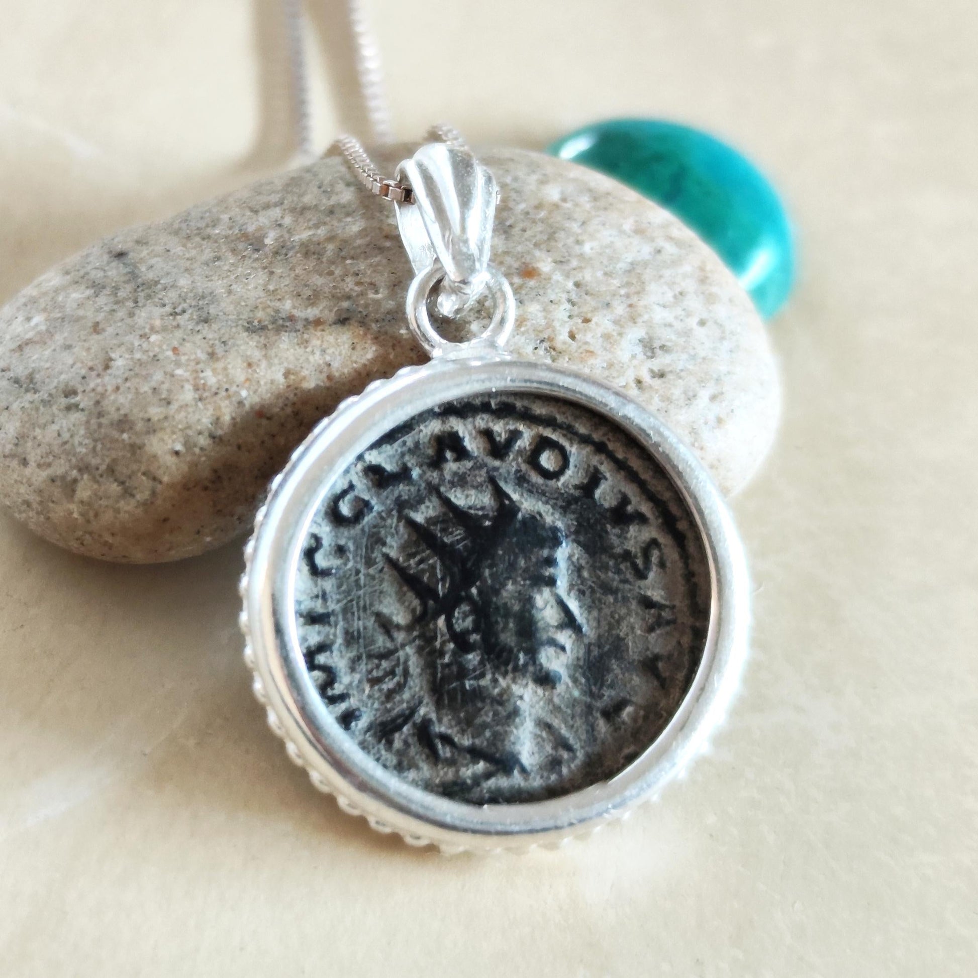Authentic Certified Roman Emperor Claudius Gothicus Coin Necklace, Antique Silver Unisex Medallion Barr Designs