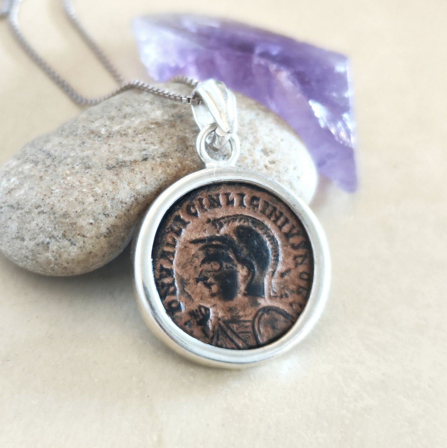 Coin Necklace For Men, Genuine Roman Coin Silver Medallion, Emperor Licinius I Coin Pendant, Vintage Style Gift Idea, Antique Unisex Charm