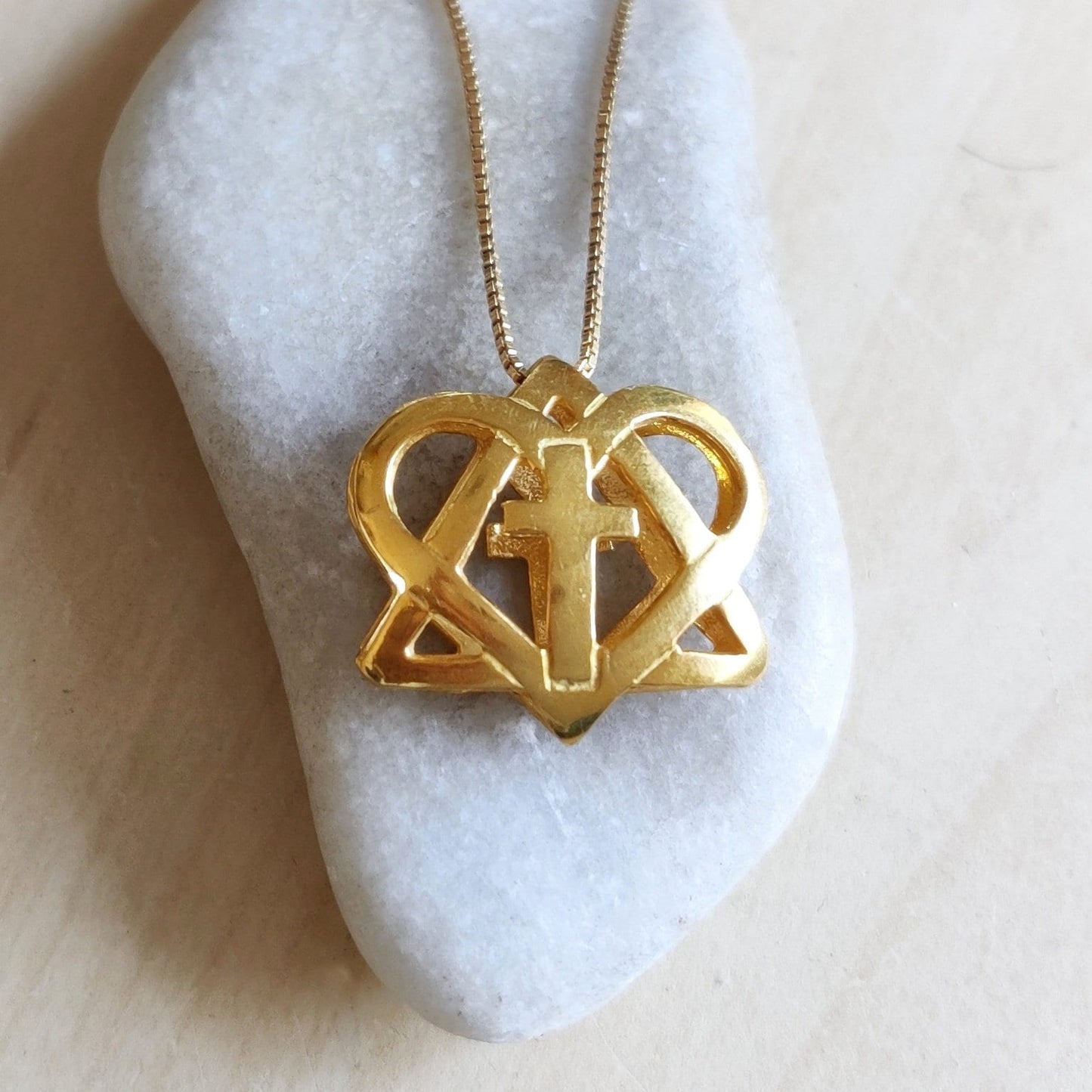 Star of David Cross Pendant, Christian Jewish Messianic Gold Plated Necklace, Interfaith Jewelry, Messianic Gift