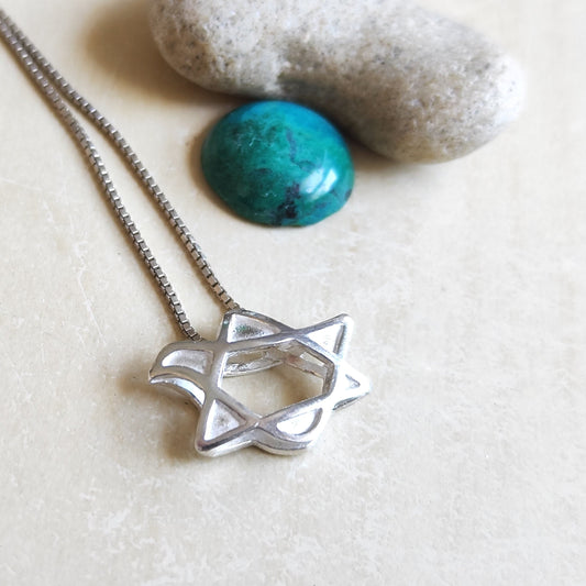 Dove Star of David Sterling Silver Necklace: 3D Jewish Christian Gift Barr Designs