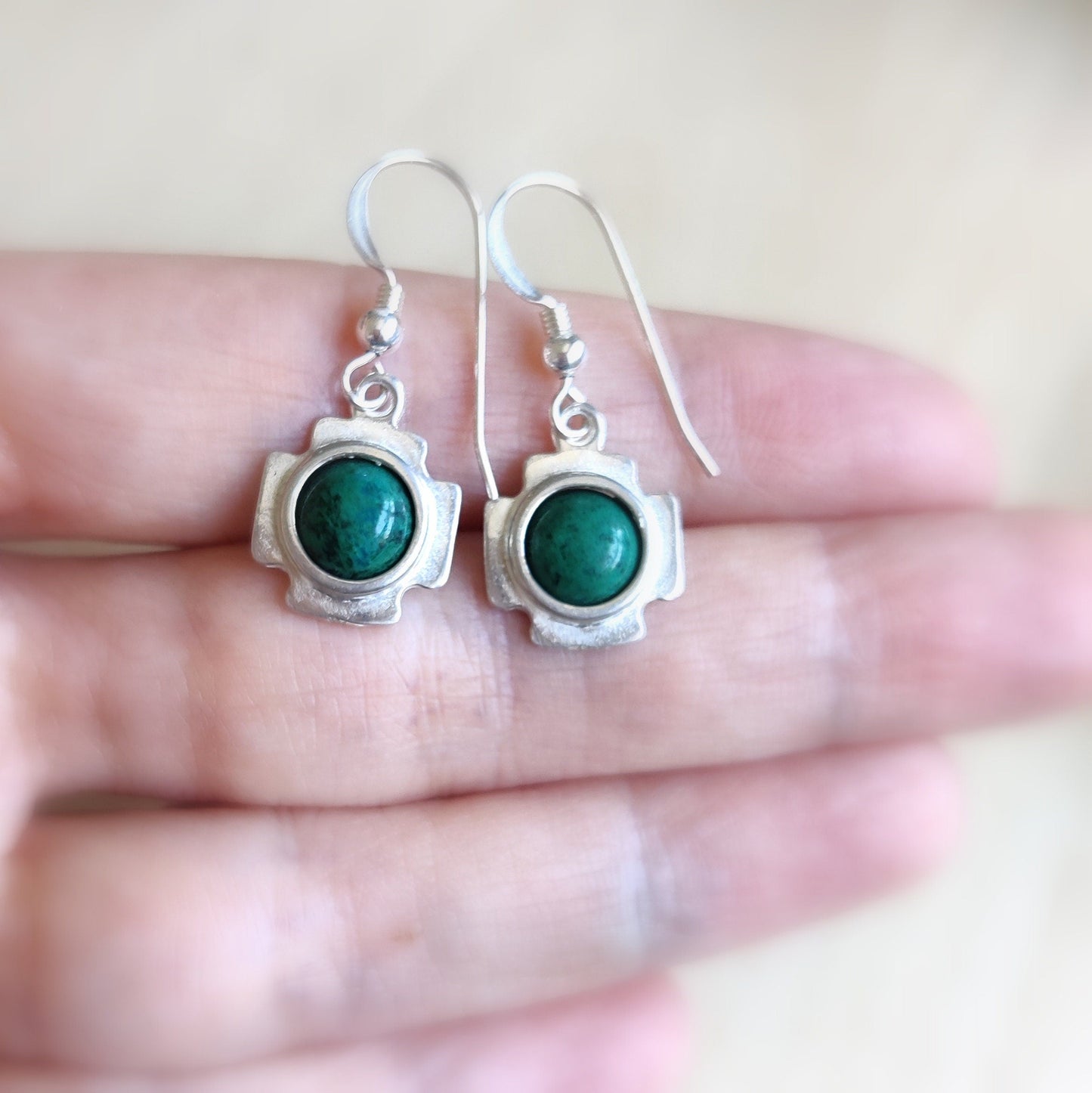 Eilat Stone Christian Cross Earrings: Sterling Silver Dangle Barr Designs