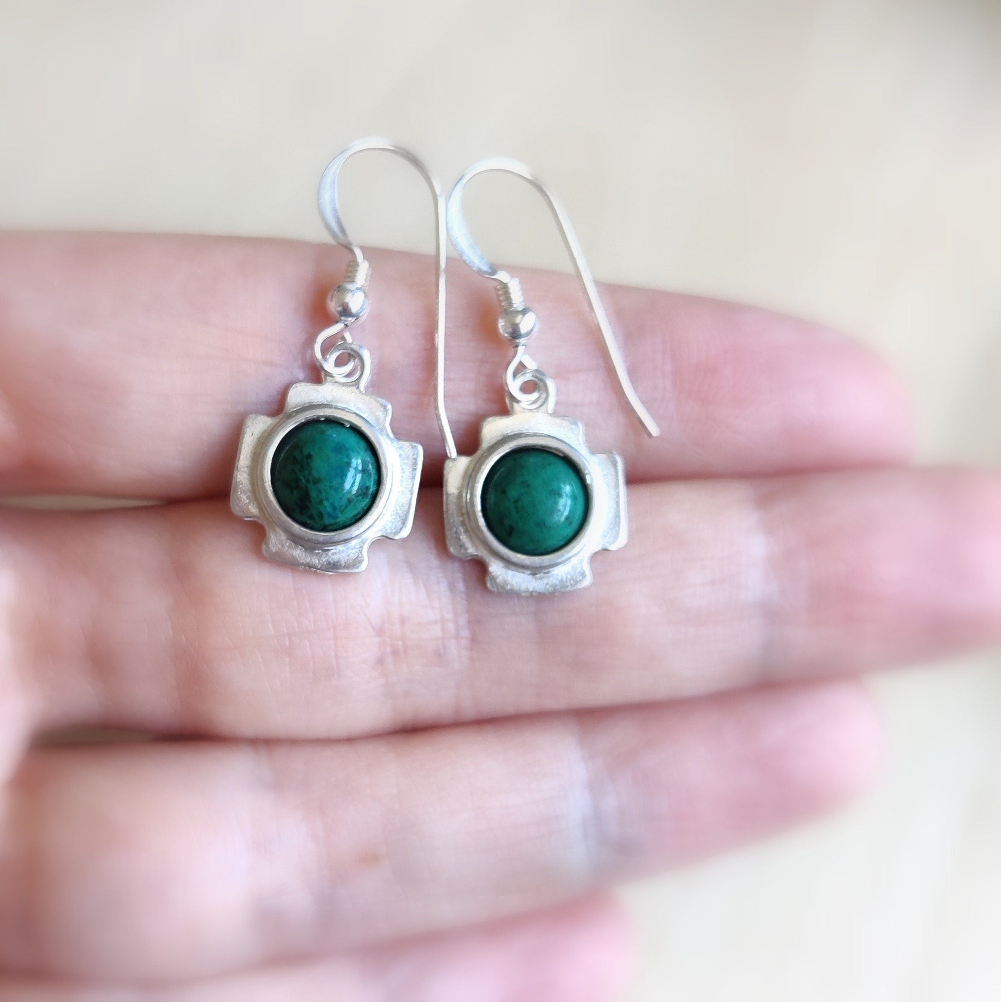 Eilat Stone Christian Cross Earrings: Sterling Silver Dangle Barr Designs