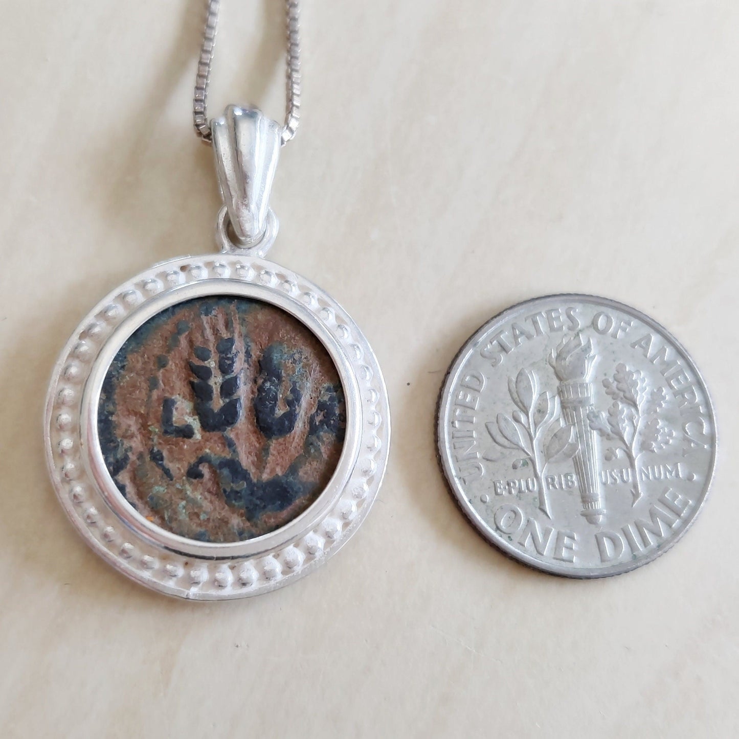 Ancient Jewish Roman coin silver Medallion, Certified King Herod Agrippa Coin Pendant Barr Designs