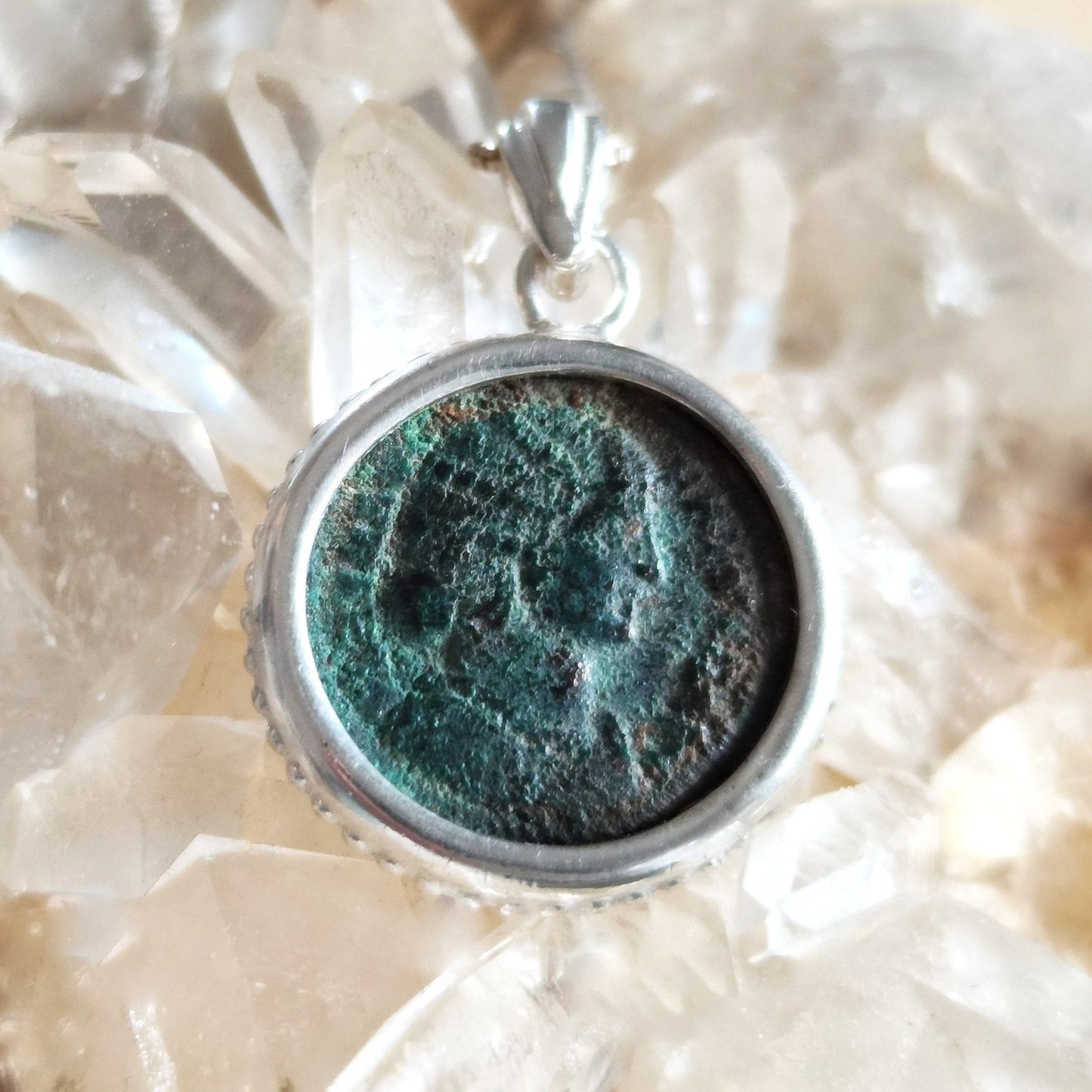 Ancient Coin of Roman Empress Fausta Silver Necklace, Constantine the Great wife pendant,  Women in Power Medallion, vintage style jewelry