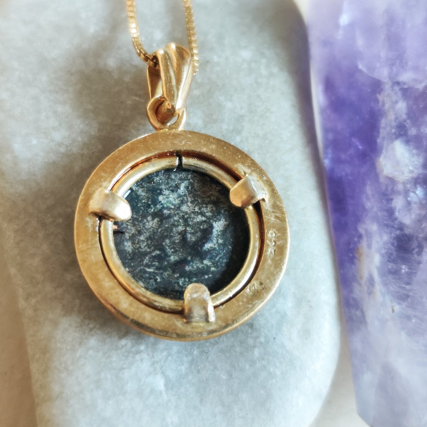 Authentic widow mite coin necklace, gold Plated large Medallion, Christian Jesus coin pendant, Ancient Judea Prutah, history Christmas gift