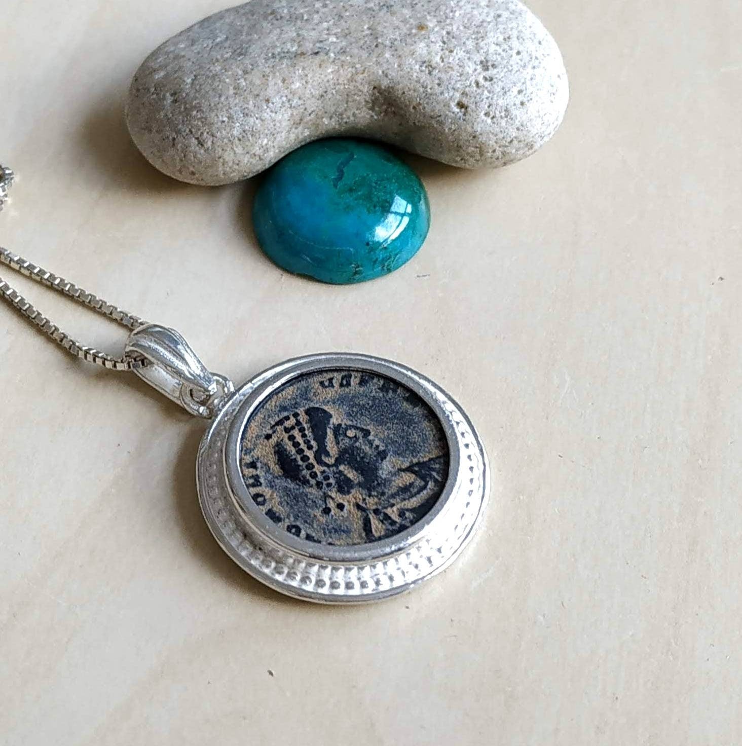 Ancient Roman Emperor Honorius Coin Necklace, Early Christian Theodosius Coin Pendant, Vintage Gift Barr Designs