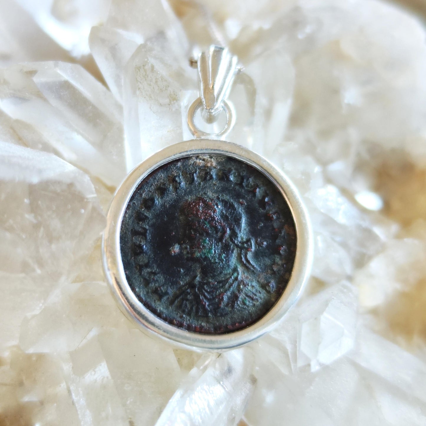 Antique Roman Coin Necklace: Emperor Constantius II, Sterling Silver Pendant Barr Designs