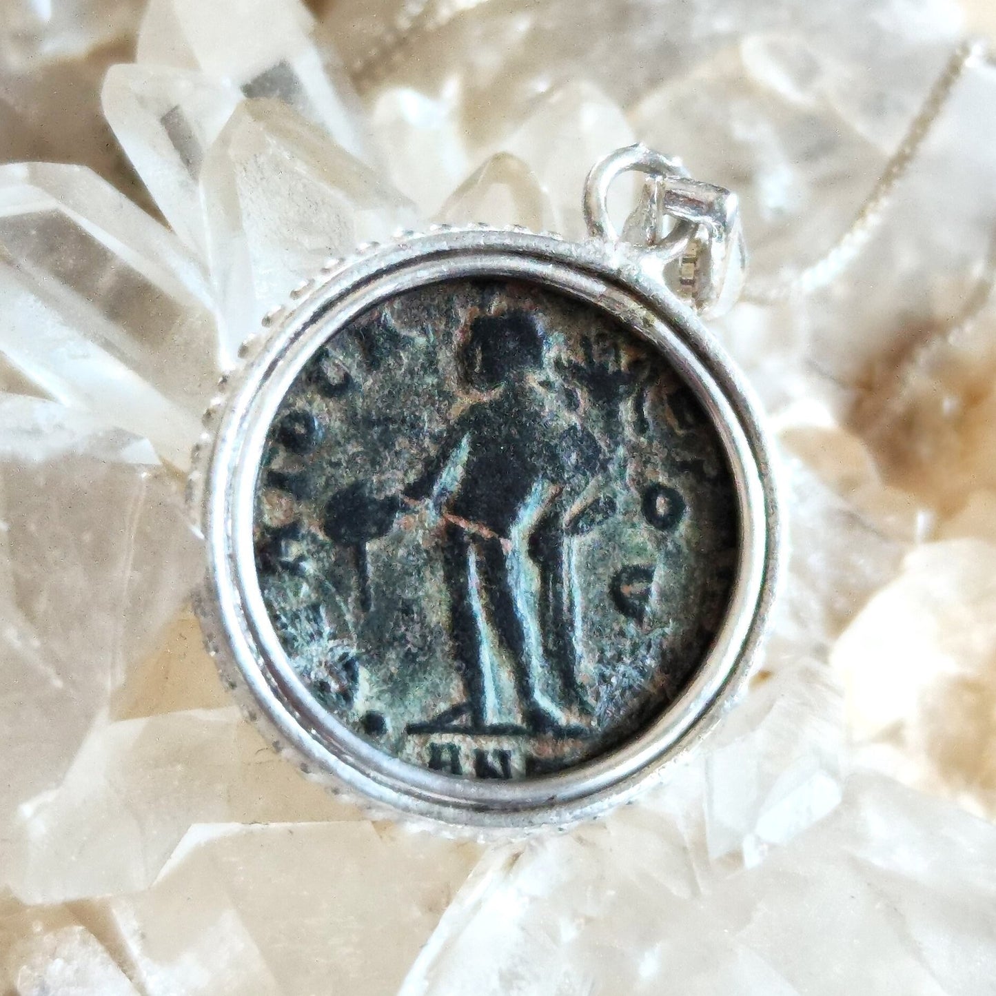 Antique Roman Empire Coin Medallion, Silver Necklace For Men, Certified Ancient Coin of Emperor Galerius Statement Pendant