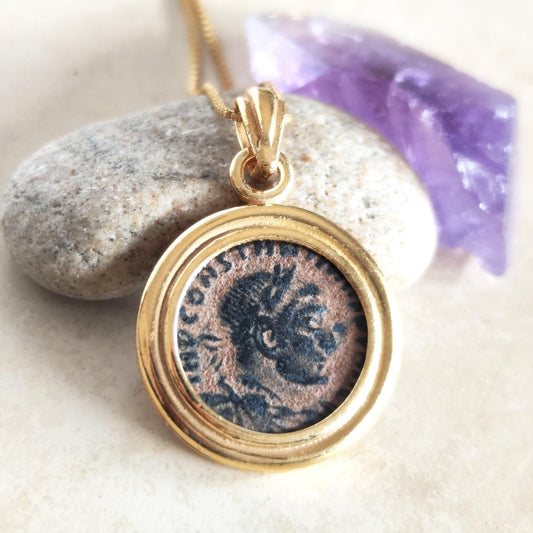Constantine the Great Pendant, Christian Coin Necklace, Roman Coin Necklace, Ancient Coin Necklace, Antique Coin Pendant, Christian Gift