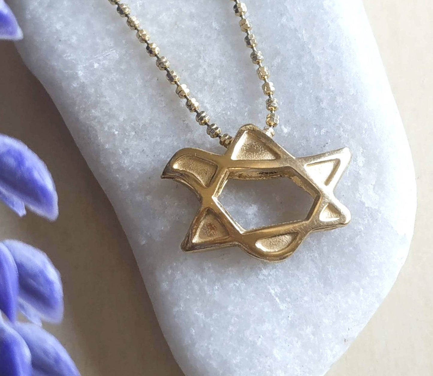 Gold Dove necklace, animal bird pendant, Star of David Peace Dove pendant, Christian gift, Jewish jewelry, girls bat mitzva gift, bridesmaid