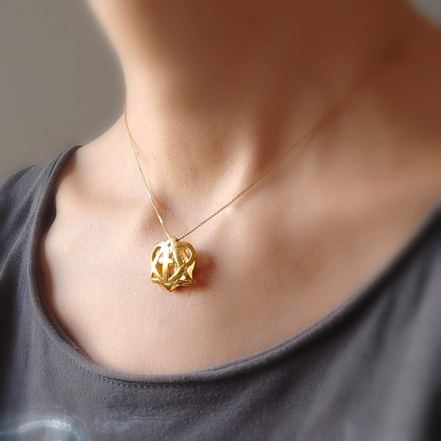 Star of David Cross Pendant: Interfaith Heart Shaped Necklace, Handmade in Israel Barr Designs