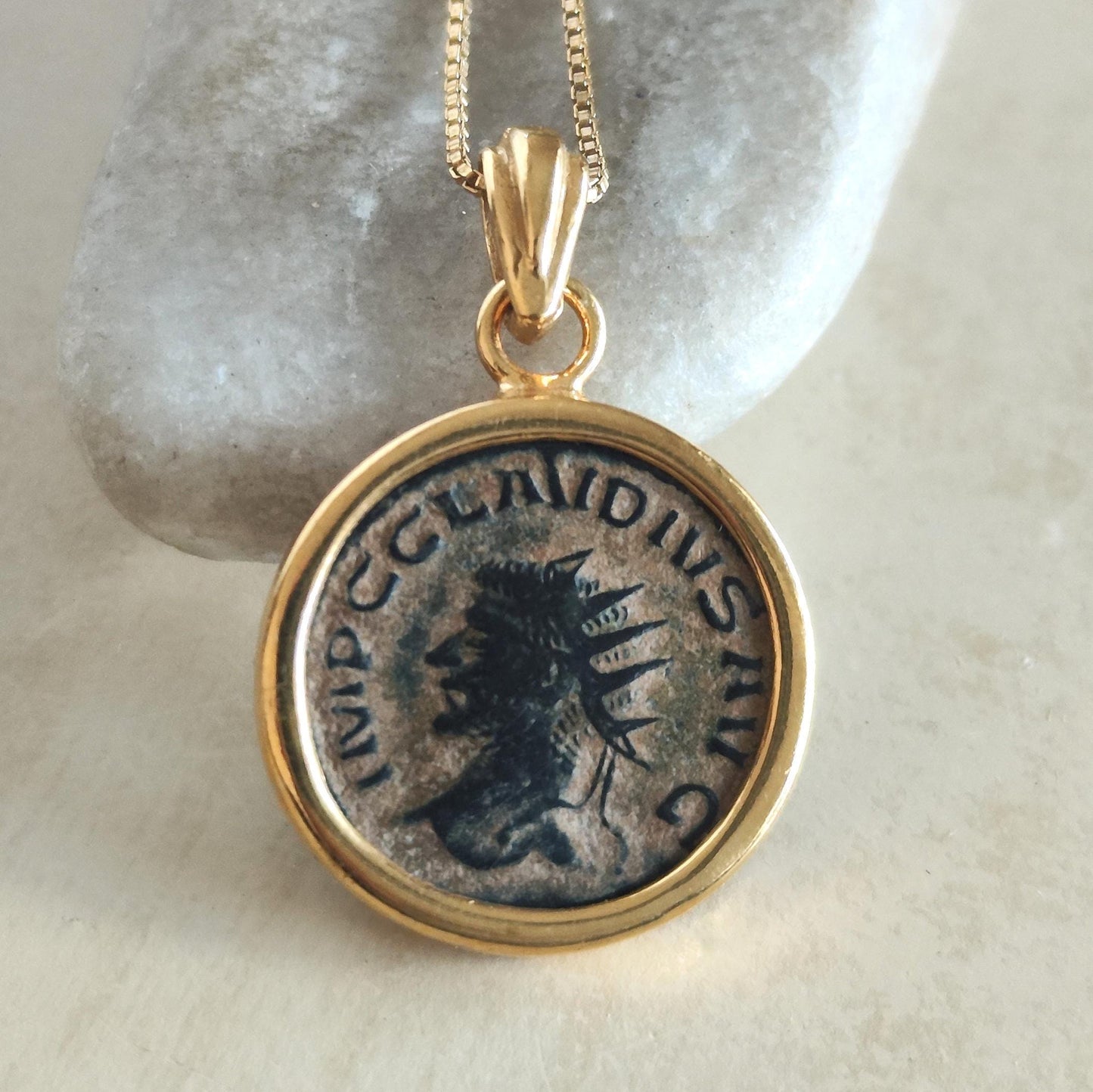 Emperor Claudius Roman Coin Necklace, Ancient Coin Pendant Medallion, Vintage Gift Idea, History Lover Jewelry