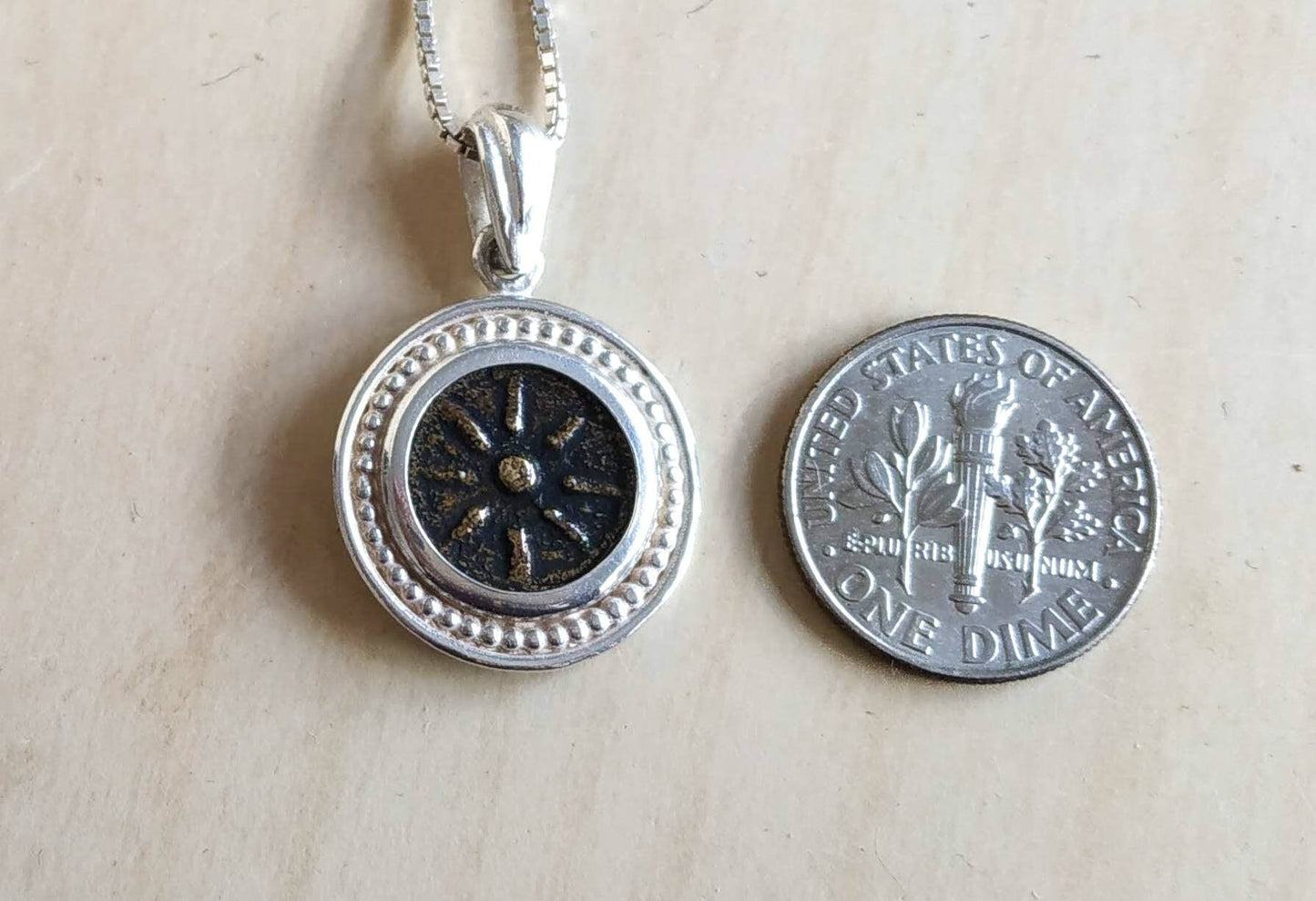 Widow's Mite Copy Coin Silver Necklace, Ancient Replica Coin Pendant, Christian gift for girls boys unisex,  Jesus Biblical Coin Jewelry