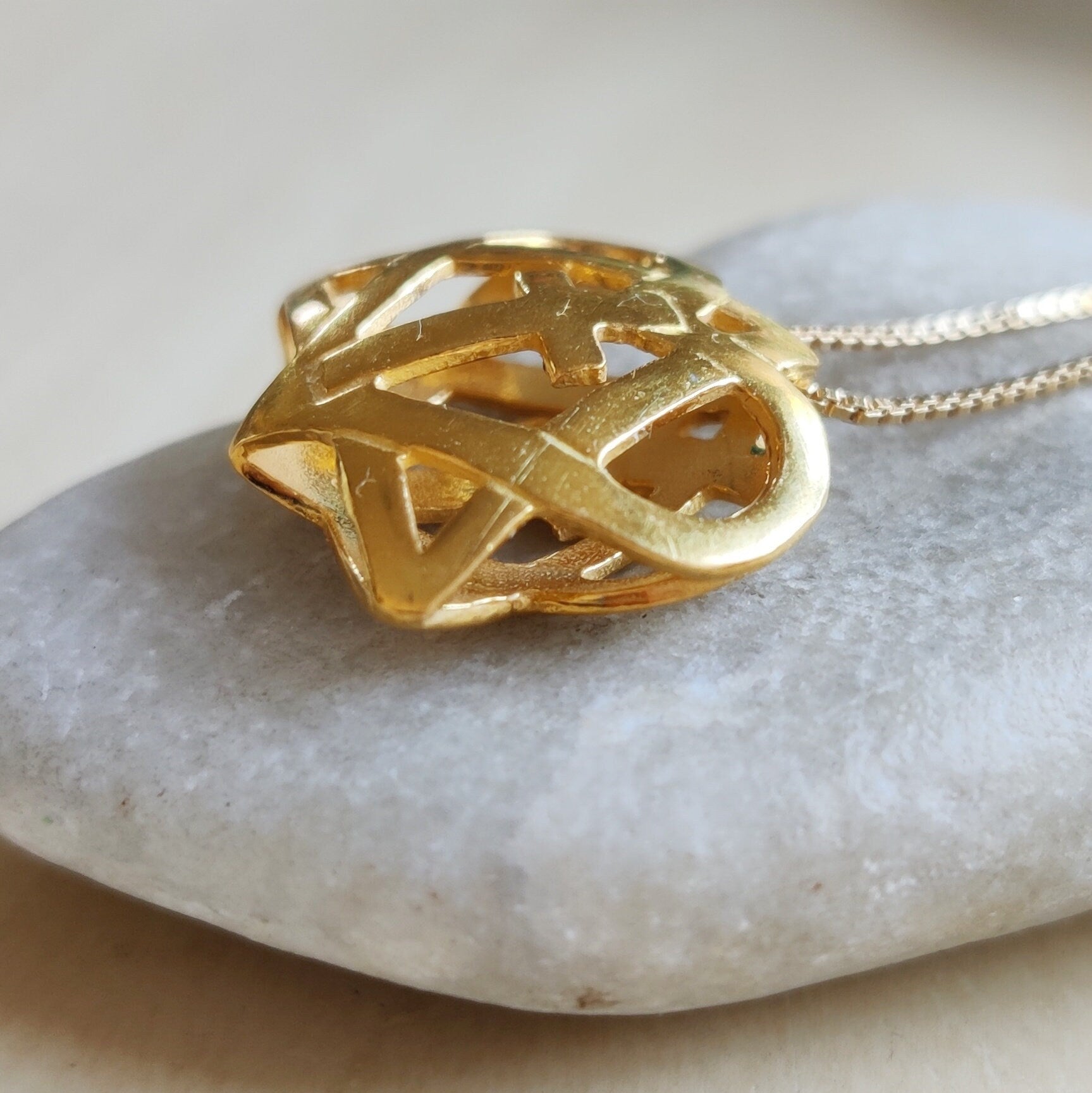 Star of David Cross Pendant: Interfaith Heart Shaped Necklace, Handmade in Israel Barr Designs