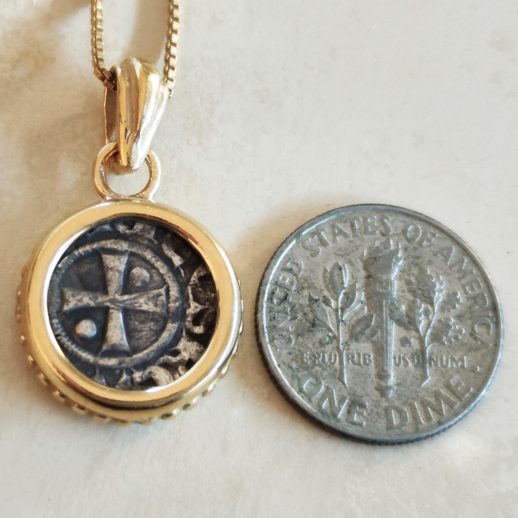 Crusader Kingdom Jerusalem Coin Pendant: Medieval 12th Century Silver Denarius Small Medallion Barr Designs