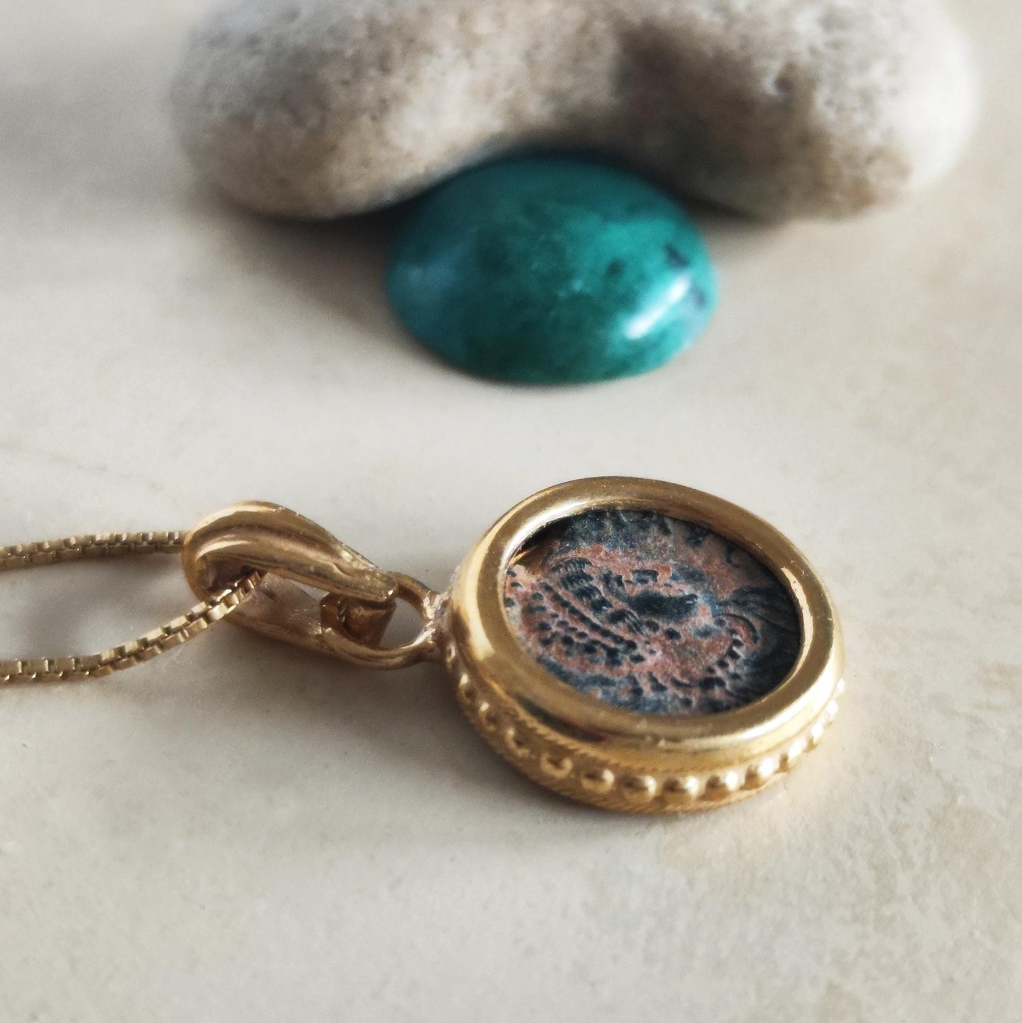 Ancient Roman Empress Coin Necklace, St. Aelia Flaccilla Small Medallion, Christian Orthodox Jewelry, Emperor Theodosius Arcadius Honorius