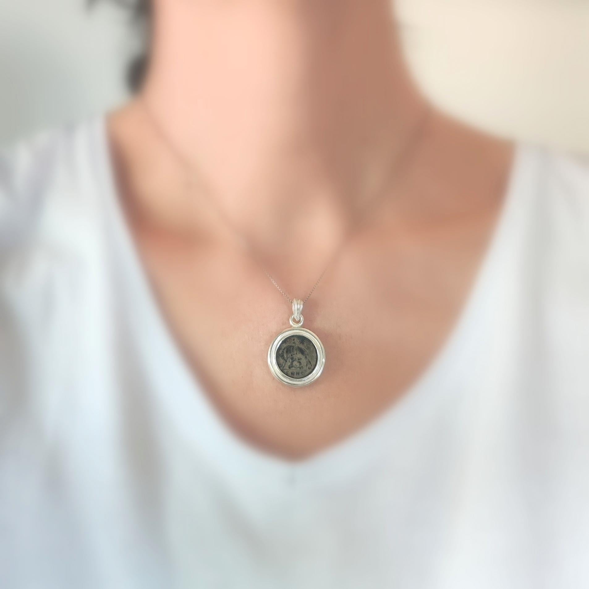 Romulus and Remus She Wolf Necklace: Ancient Roman Coin, Sterling Silver Barr Designs