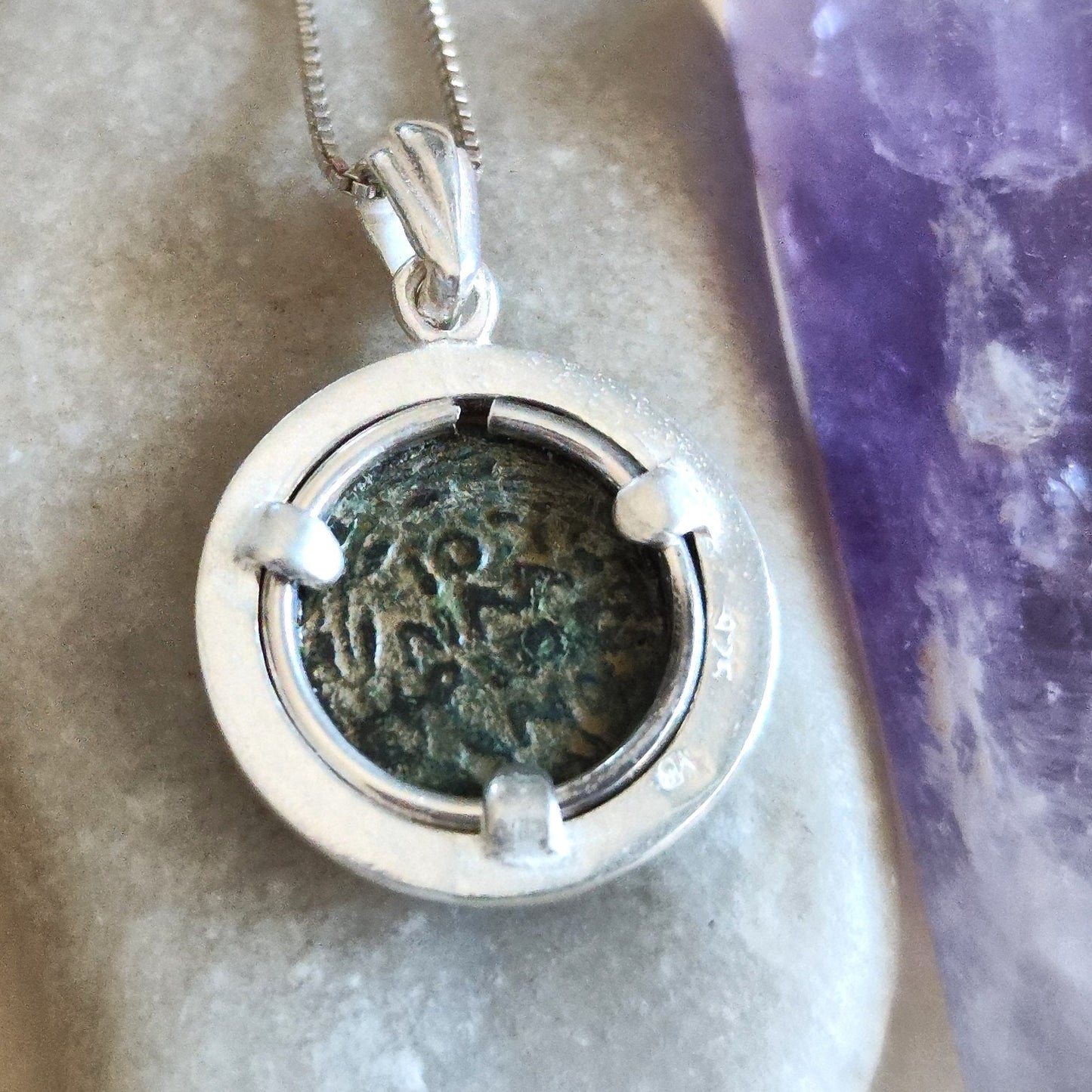 Antique Roman Provincial coin silver necklace, Procurator Antonius Felix Medallion, Ancient Emperor Claudius Coin Jewelry,  History Necklace