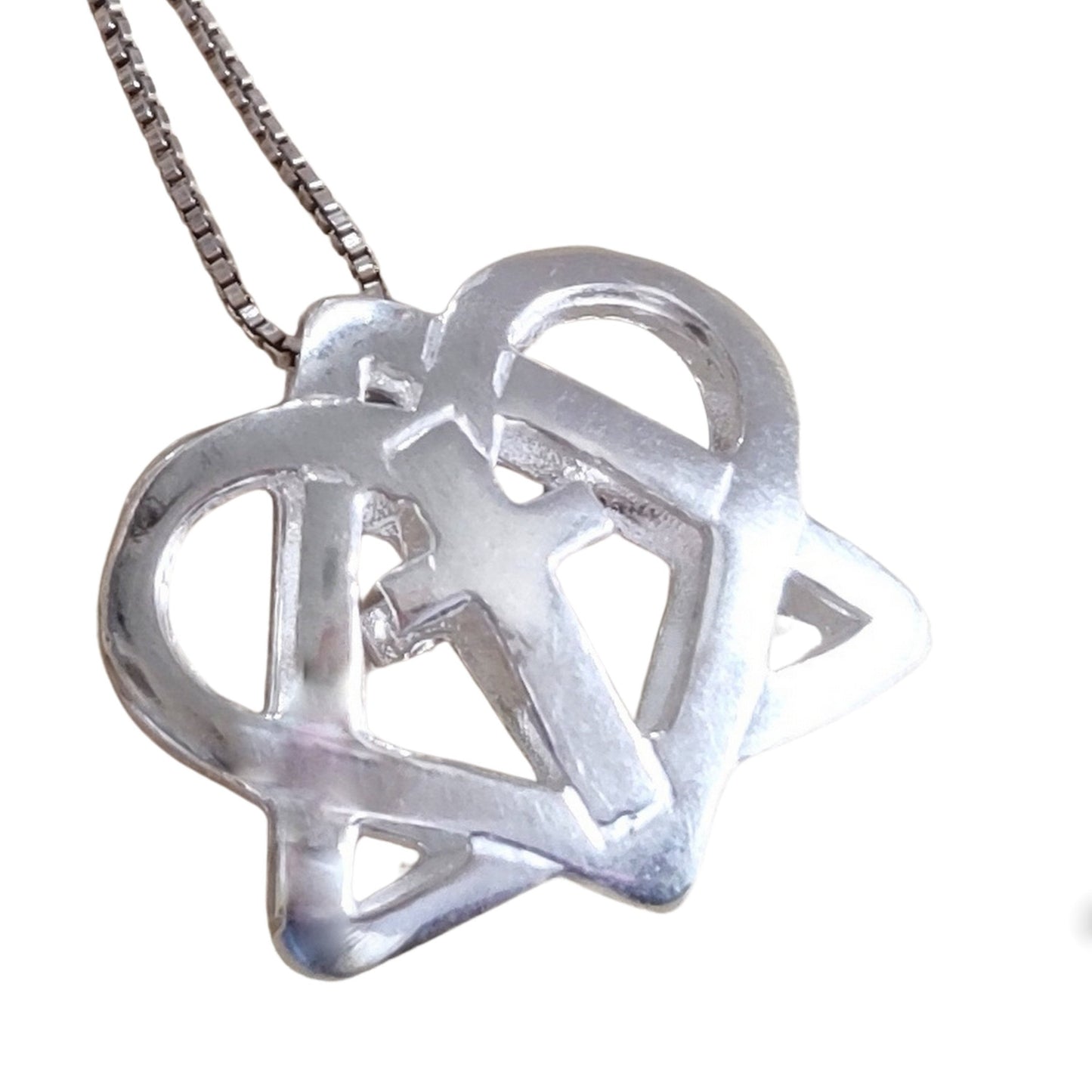 Sterling Silver Star of David Cross Pendant: 3D Interfaith Necklace Barr Designs