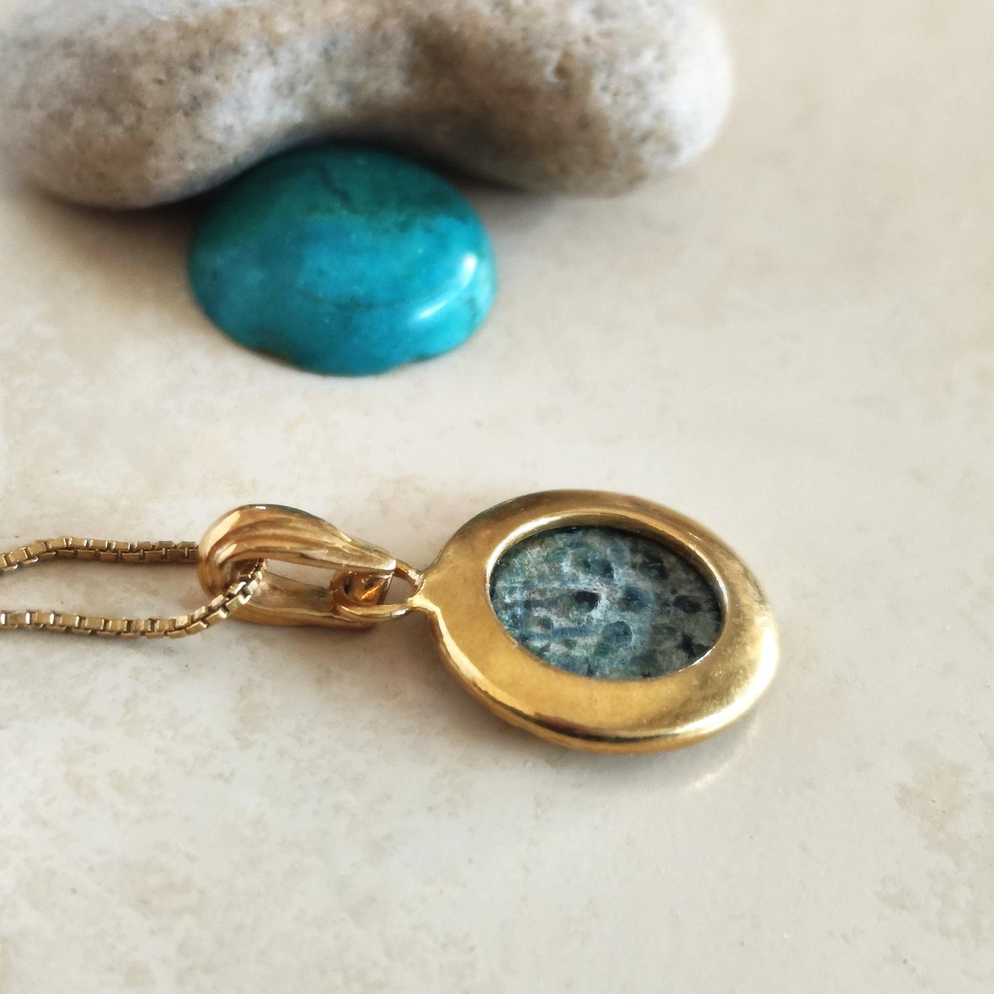 Antique Widow's Mite Coin Pendant: 18K Gold Plated Sterling Silver, Bible Gift Barr Designs