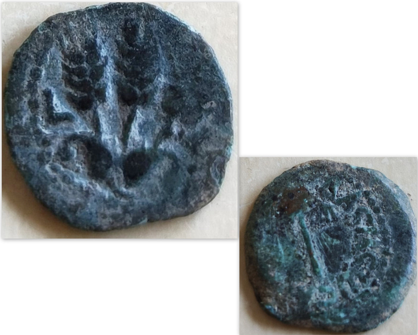 Ancient Jewish King Herod Agrippa bronze coin necklace, Herodian Roman coin gold plated Pedant, vintage coin medallion, Jewish Judea pendant