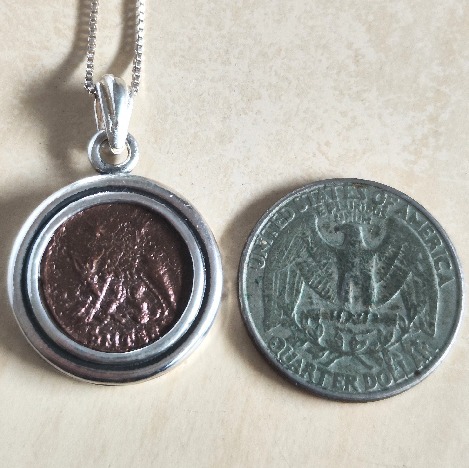 Romulus and Remus Coin Pendant: Sterling Silver Ancient Roman Necklace Barr Designs
