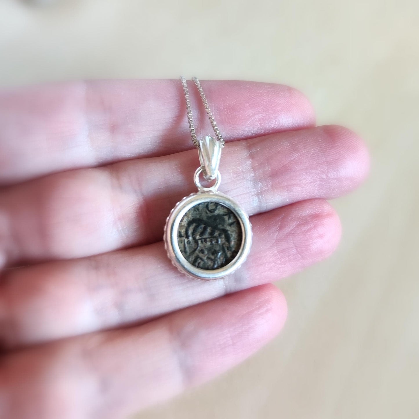 Romulus & Remus Coin Necklace: Sterling Silver Ancient Roman She Wolf Pendant Barr Designs