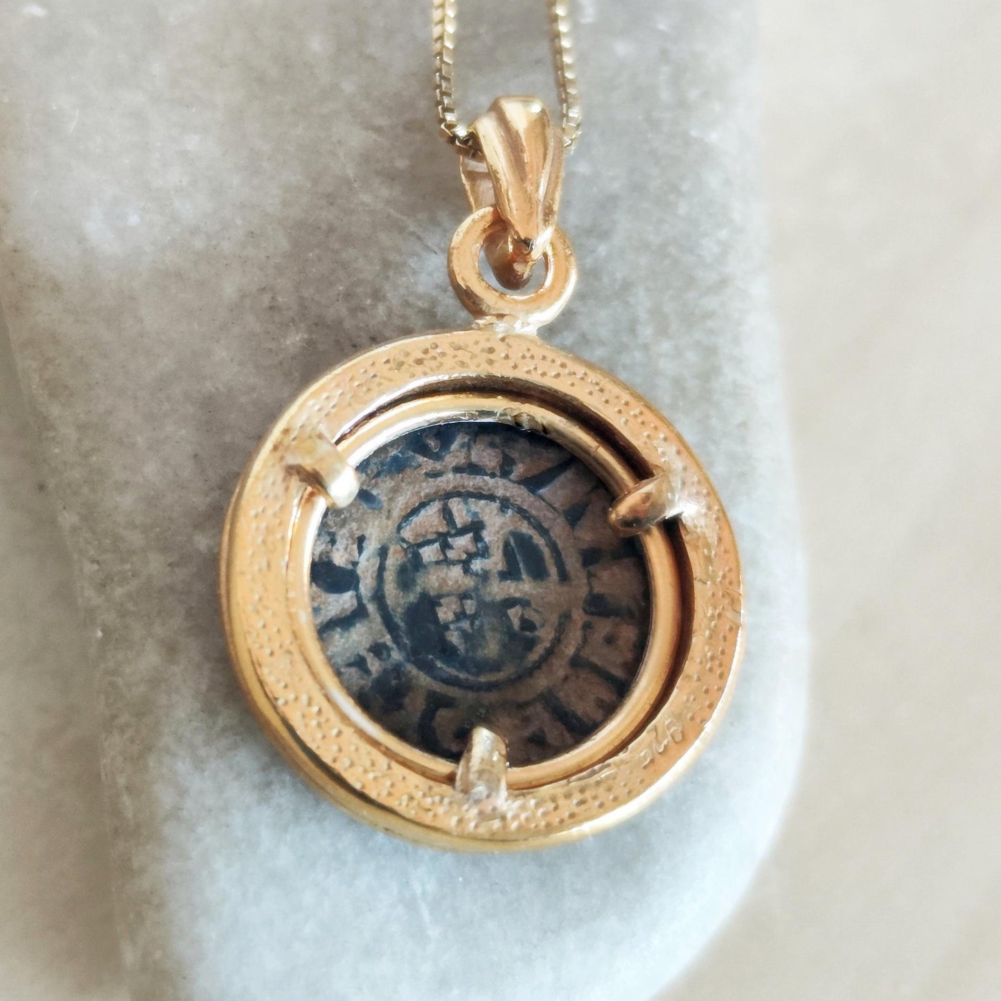 Crusader Kingdom of Jerusalem Coin Necklace, Medieval Knight Templar Latin Cross Medallion, Ancient Real Denier, Jerusalem Christian Jewelry