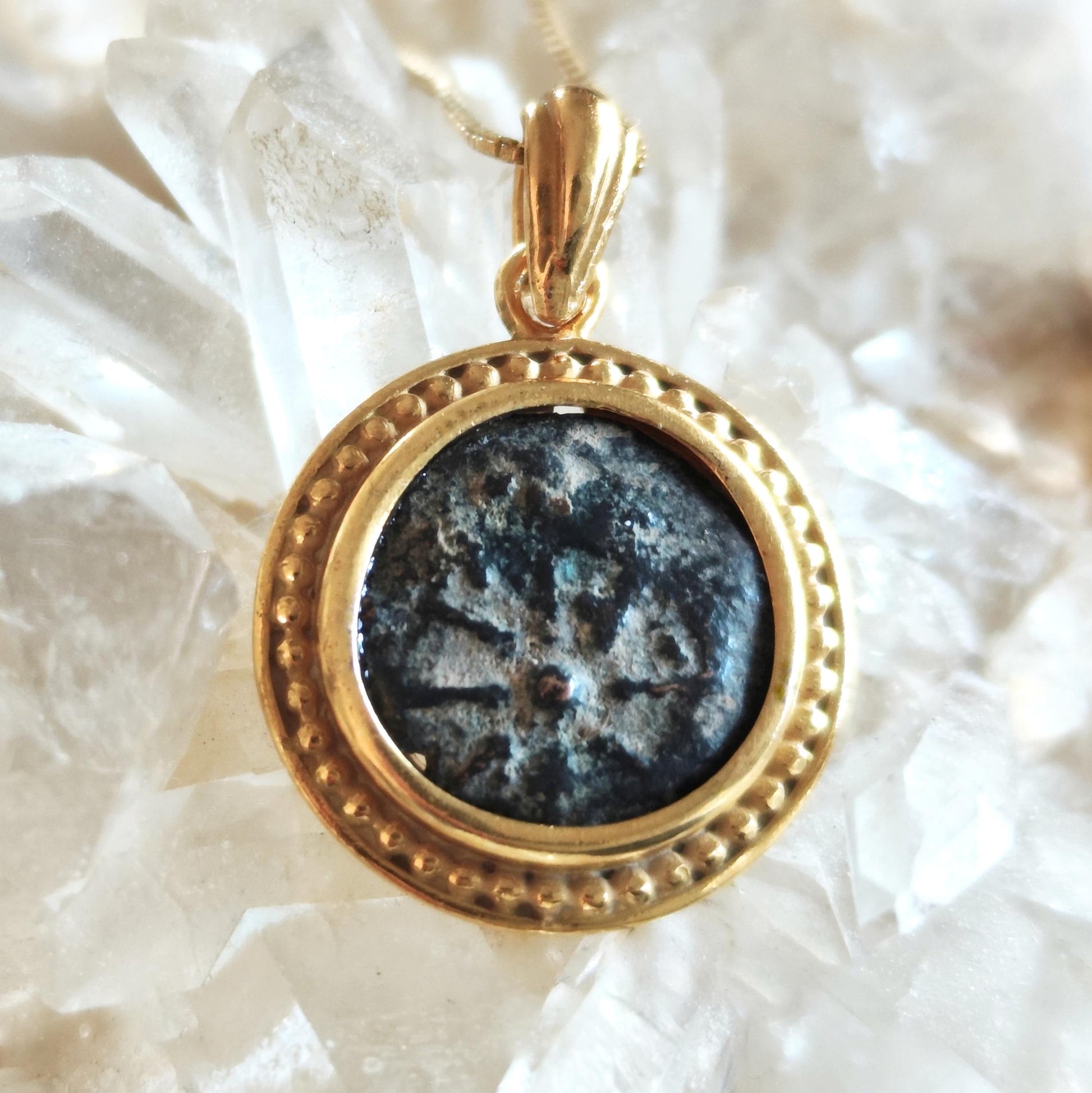 Authentic Widow's Mite Coin Necklace: Large Christian Biblical Medallion, Gold Plated Barr Designs