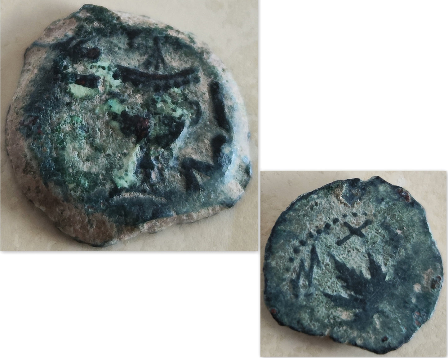Antique Jewish Revolt Masada Coin Silver Necklace, Jerusalem Second Temple Prutah Medallion, Year Three Barr Designs