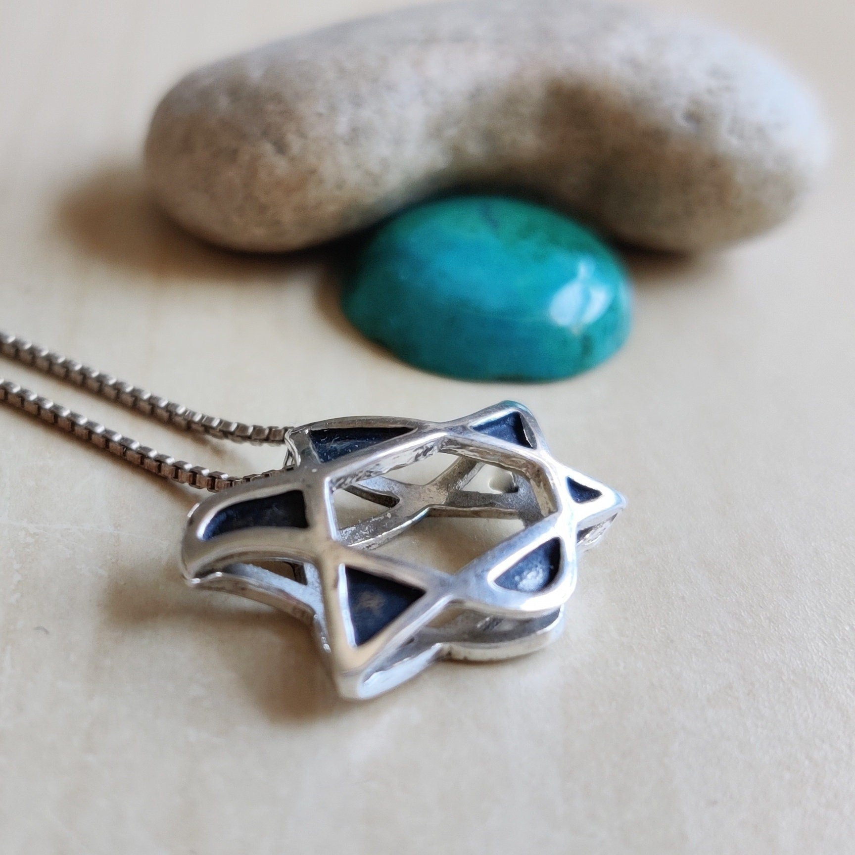 3D Sterling Silver Star of David Necklace: Peace Dove Pendant Barr Designs