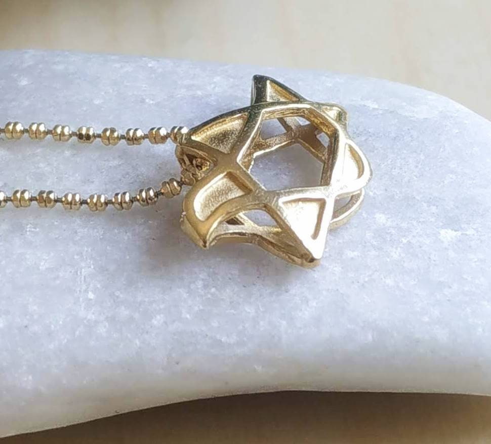 Gold Plated Dove Necklace, Star of David Peace Dove pendant, Christian gift, Jewish jewelry Barr Designs