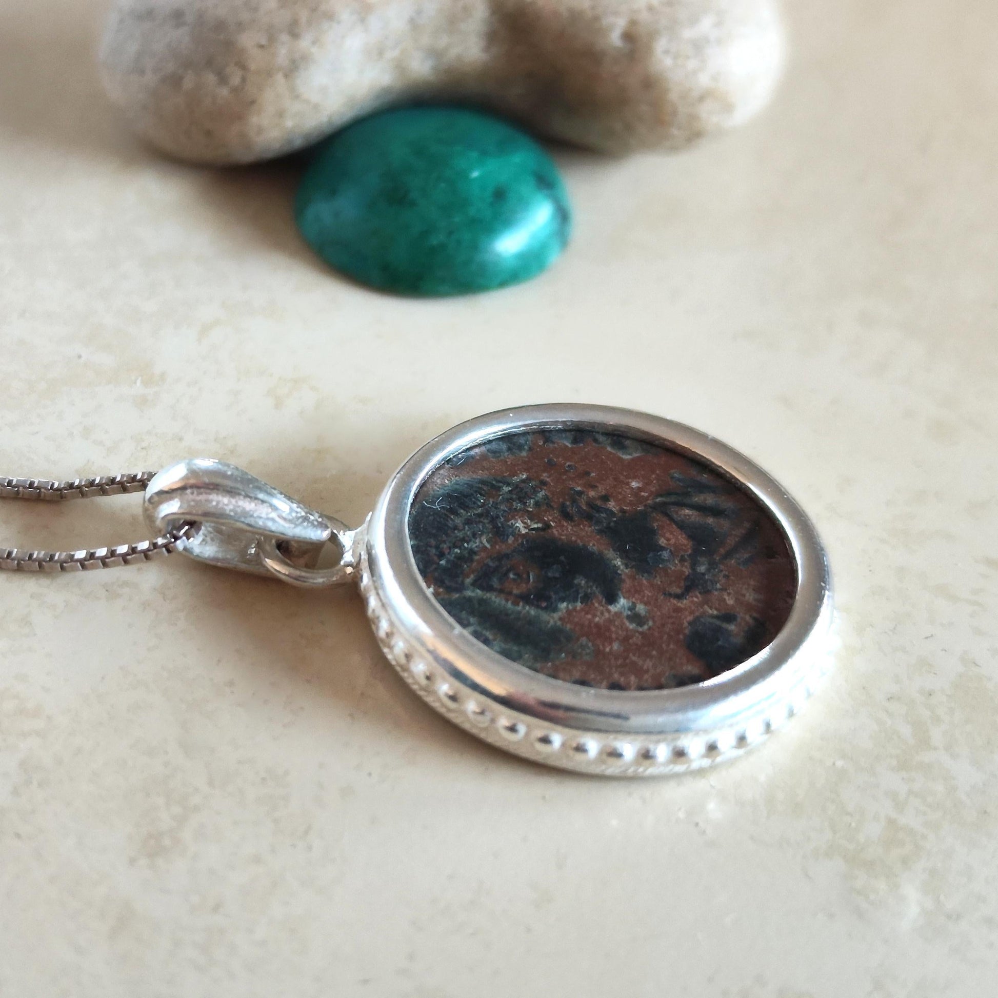 Antique Roman Coin Silver Necklace: Son of Constantine Medallion, Ancient Constans Constantius II Pendant Barr Designs